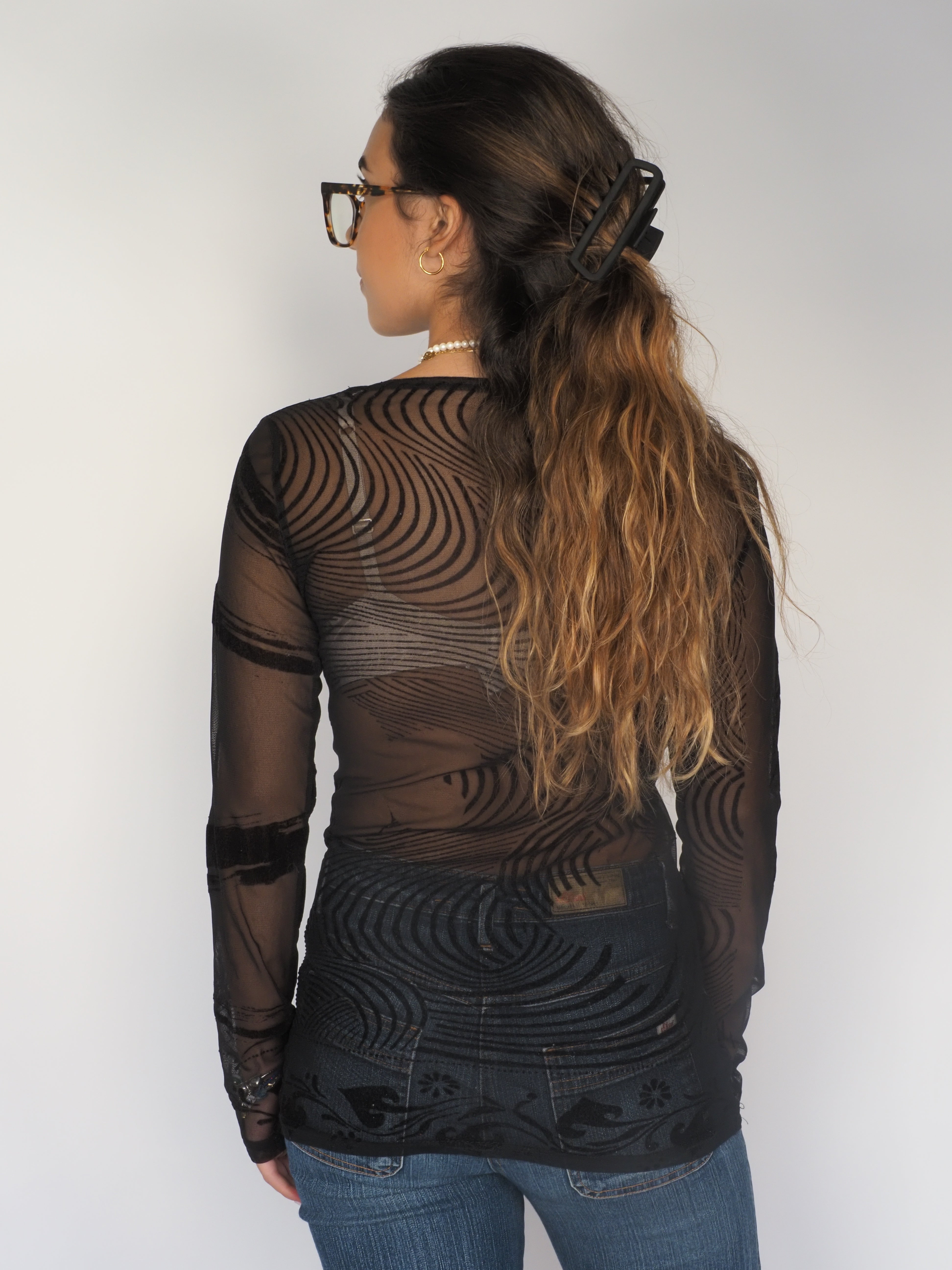 Sheer Graphic Mesh Top – Anna Biagini