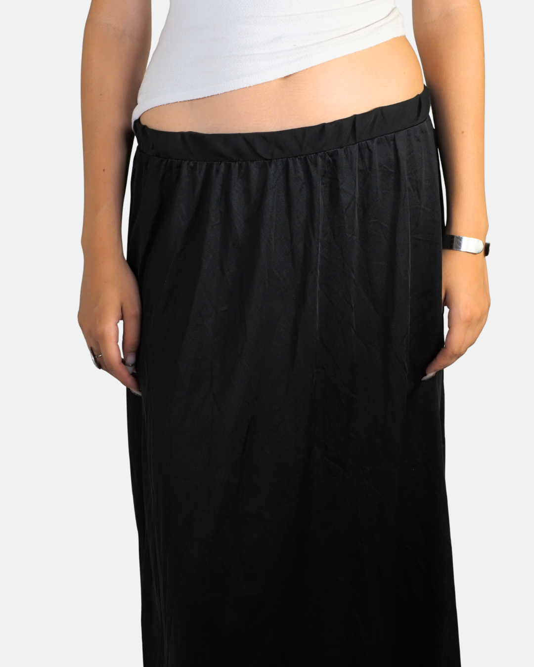 Y2K Black Sheer Layered Maxi Skirt