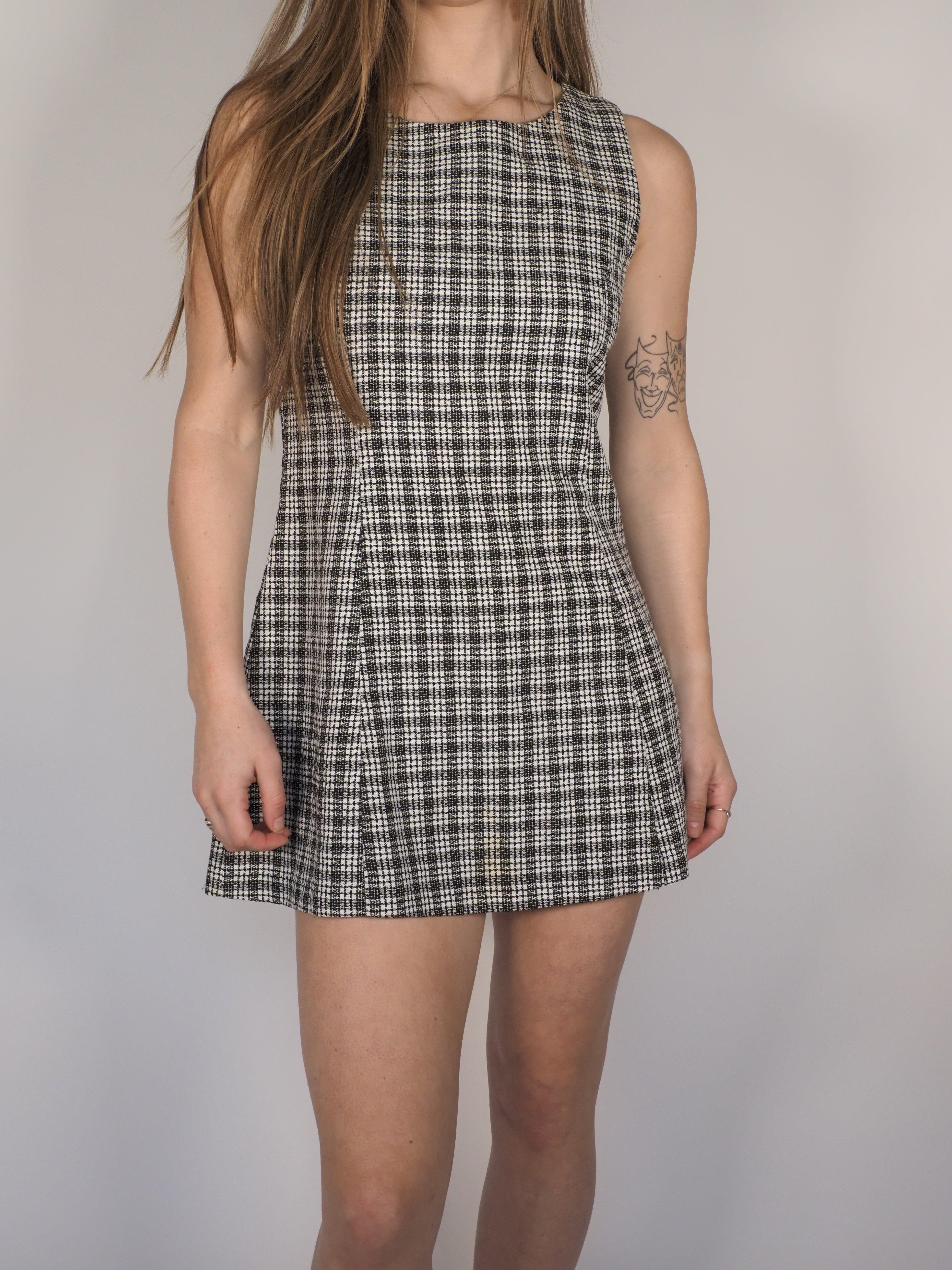Checkered Mini Shift Dress – PrimaDonna