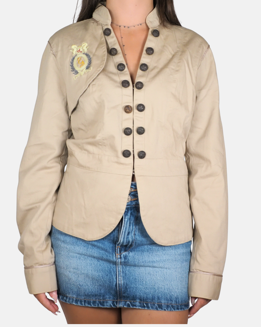 Beige Military Double-Button Jacket - Line
