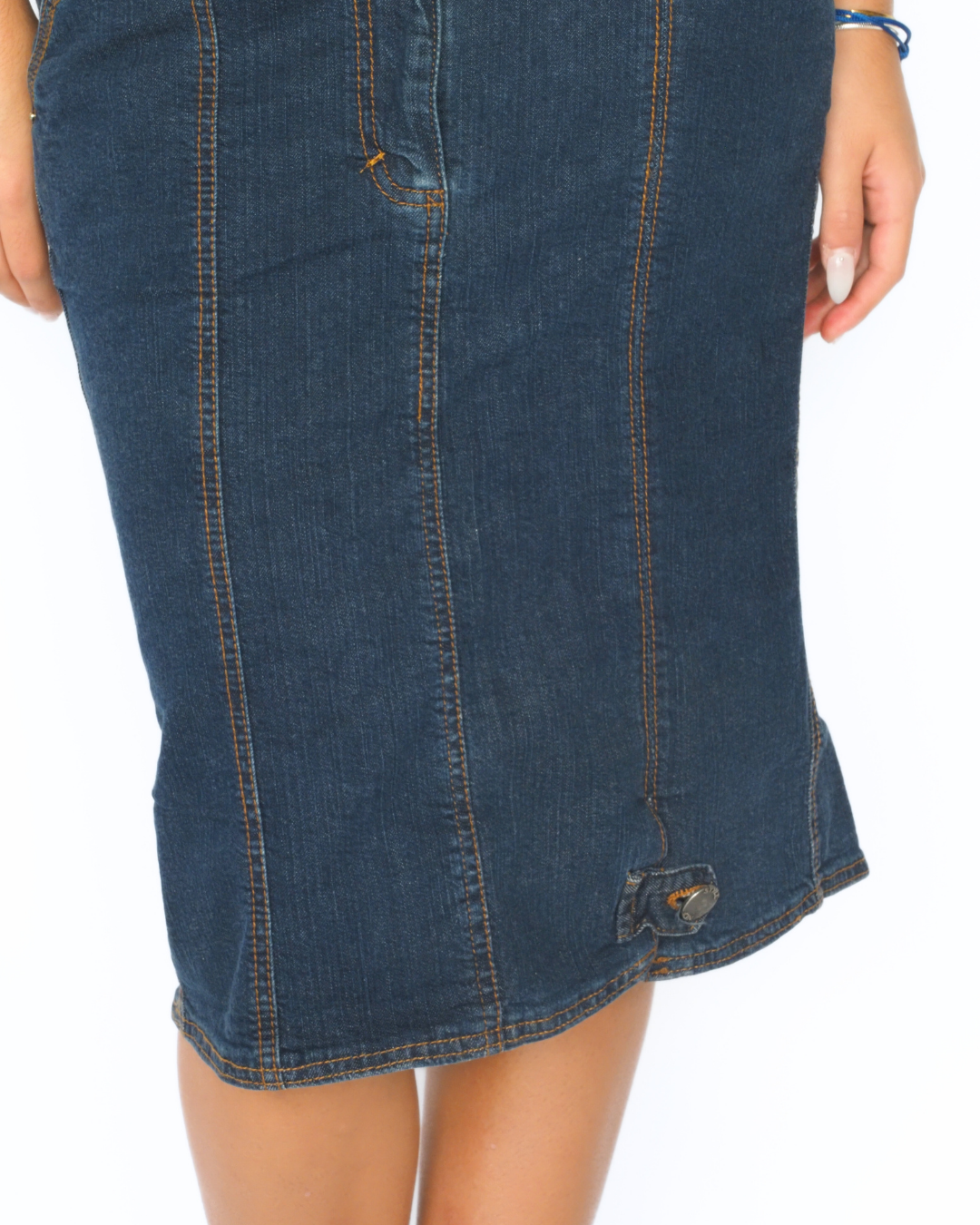 Dark Wash Denim Midi Skirt – Nef