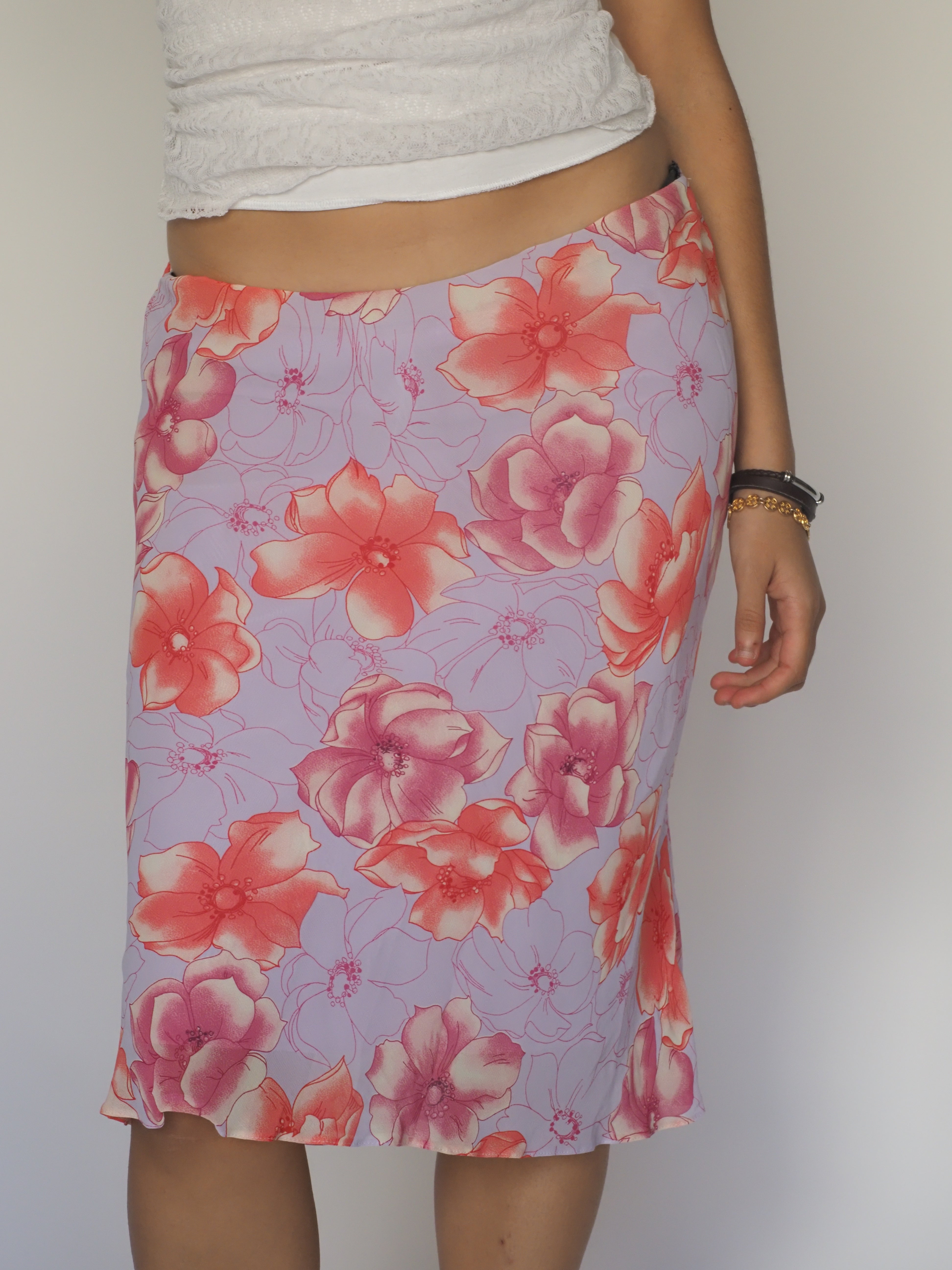 Lilac & Coral Floral Midi Skirt – Marks & Spencer