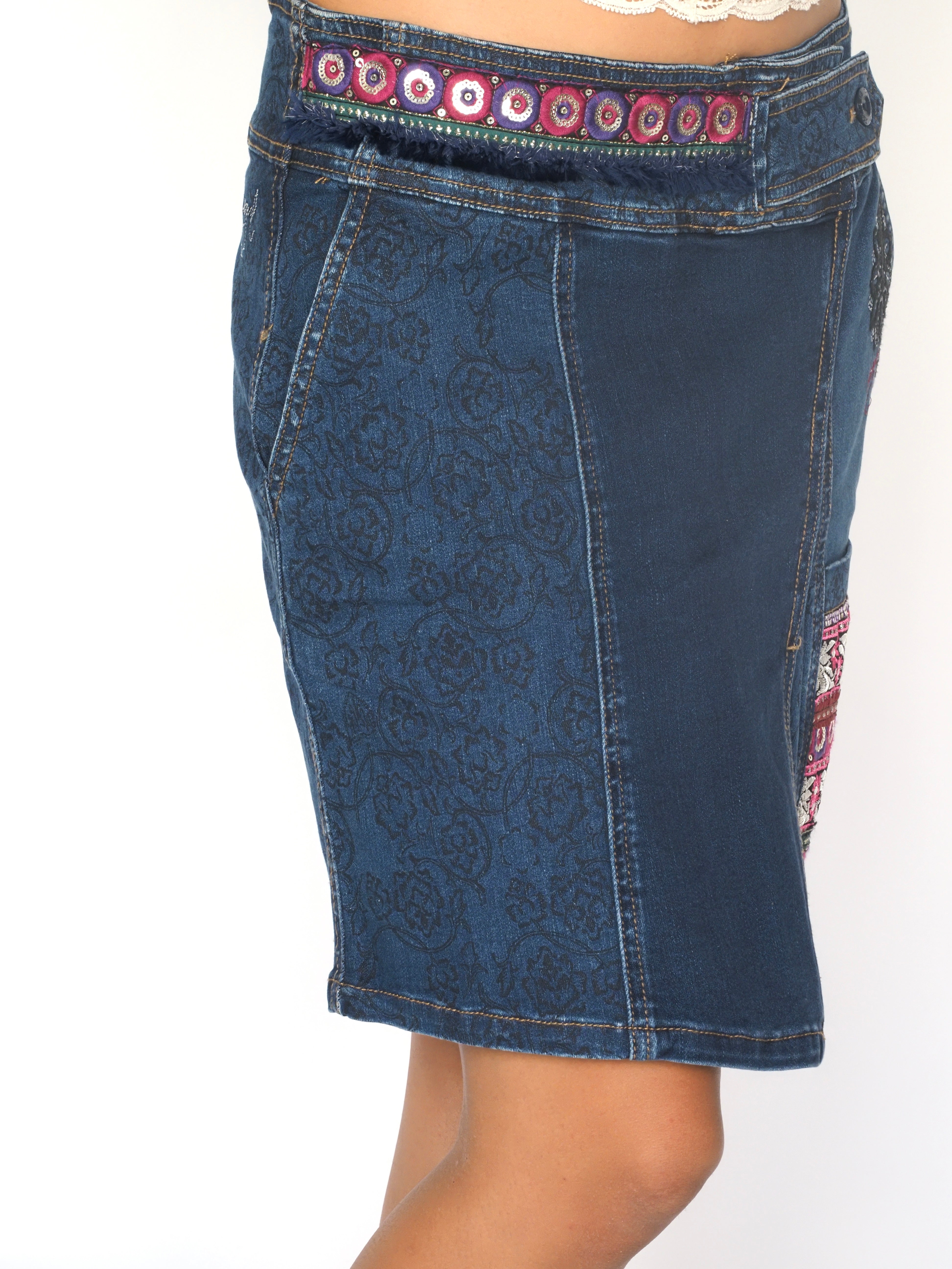 Boho Patchwork Denim Mini Skirt – Desigual