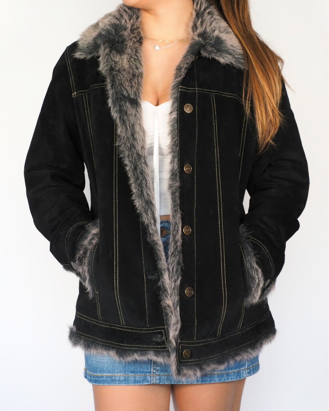 Collection Black Faux Fur Trim Winter Jacket