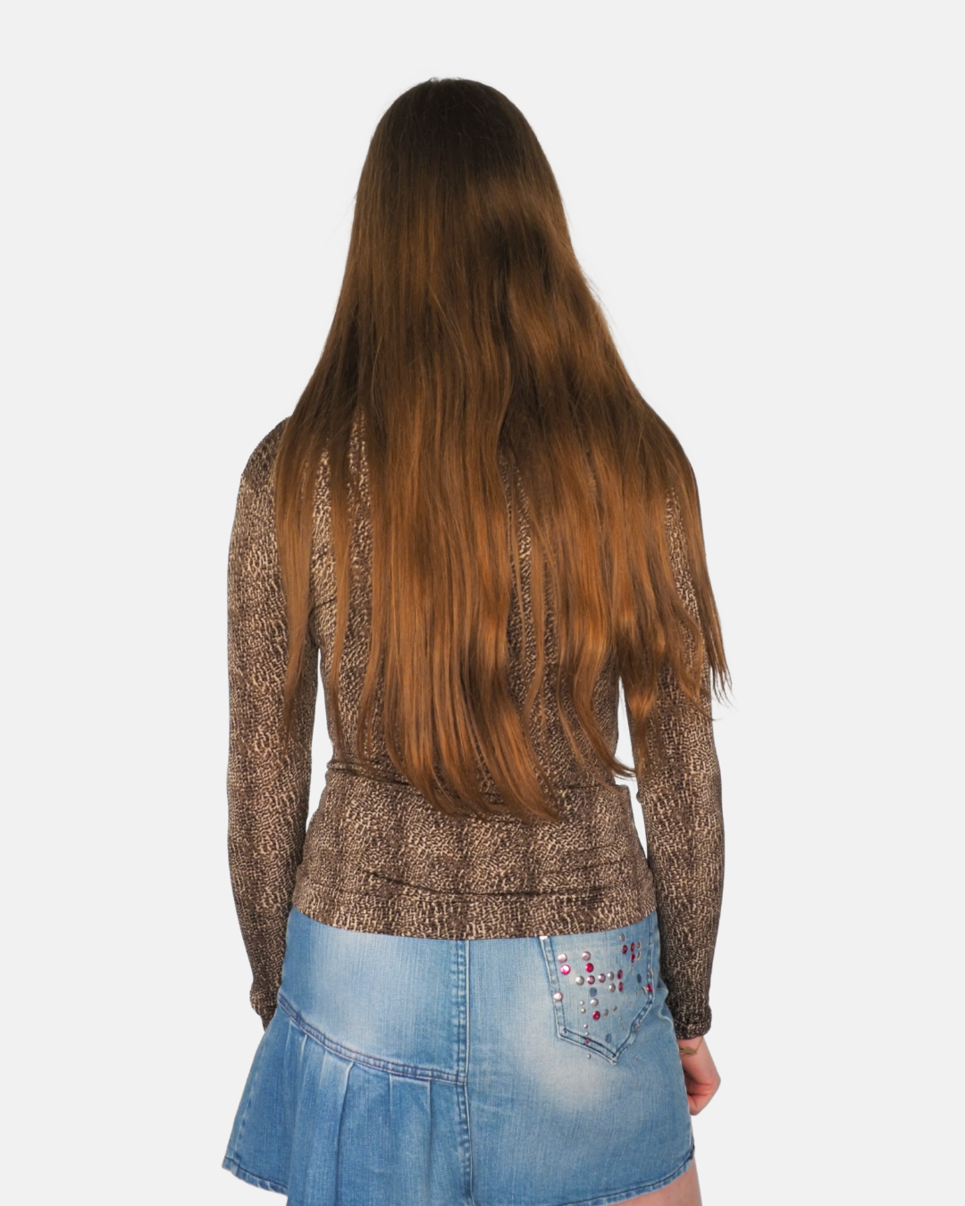 Vintage Animal Print Draped Cowl Neck Top