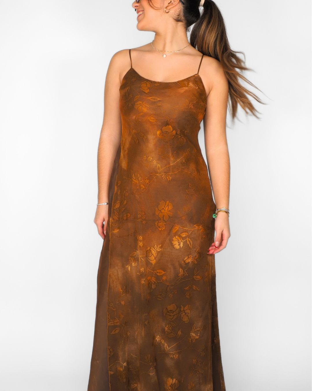 Brown Floral Slip Maxi Dress – Crio