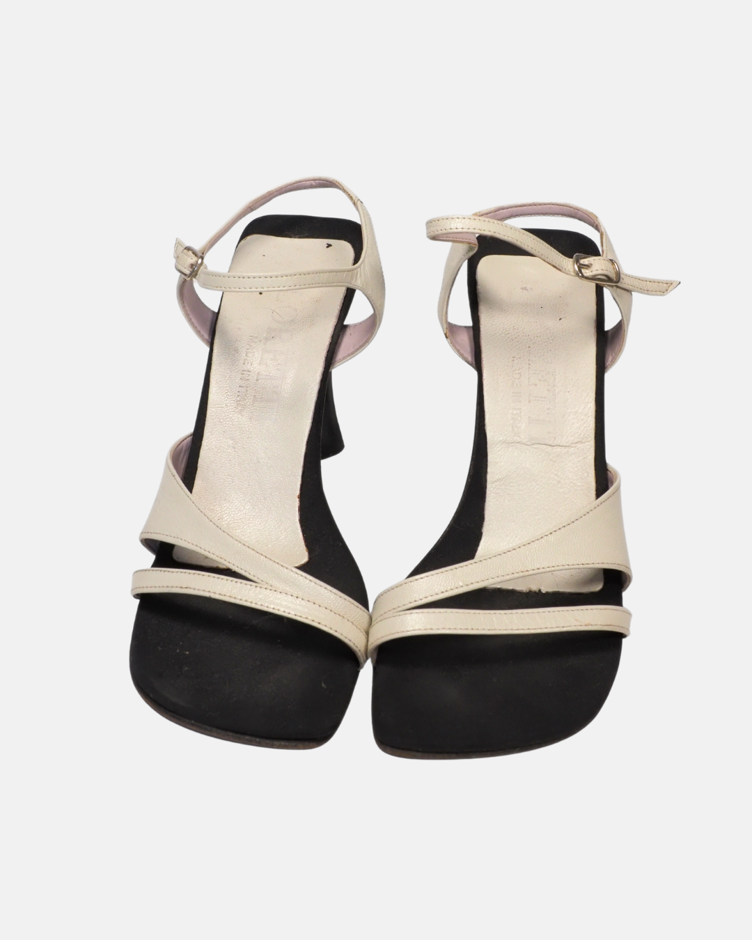 Cream & Black Strappy Heeled Sandals