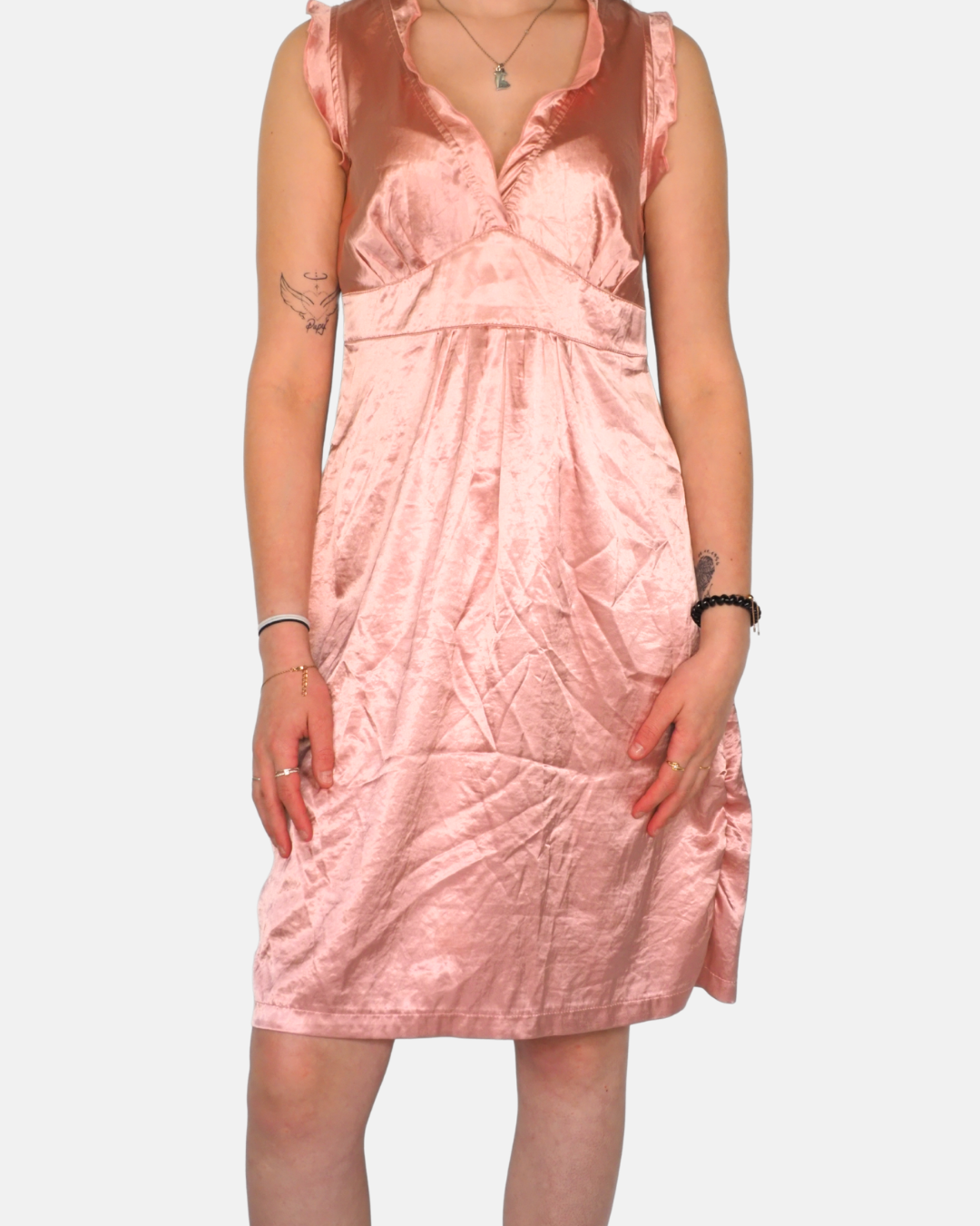Y2K Satin Slip Dress – Denny Rose Blush Pink
