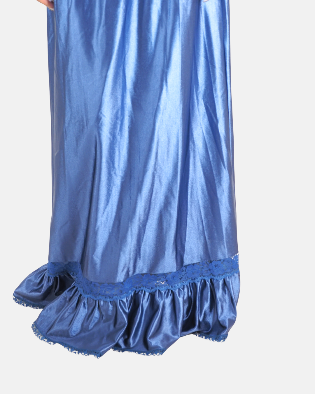 Cobalt Blue Shiny Ruffle Maxi Skirt