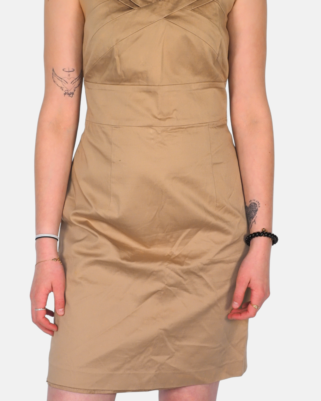 Betty Barclay Collection Camel Structured Satin Y2K Mini Dress