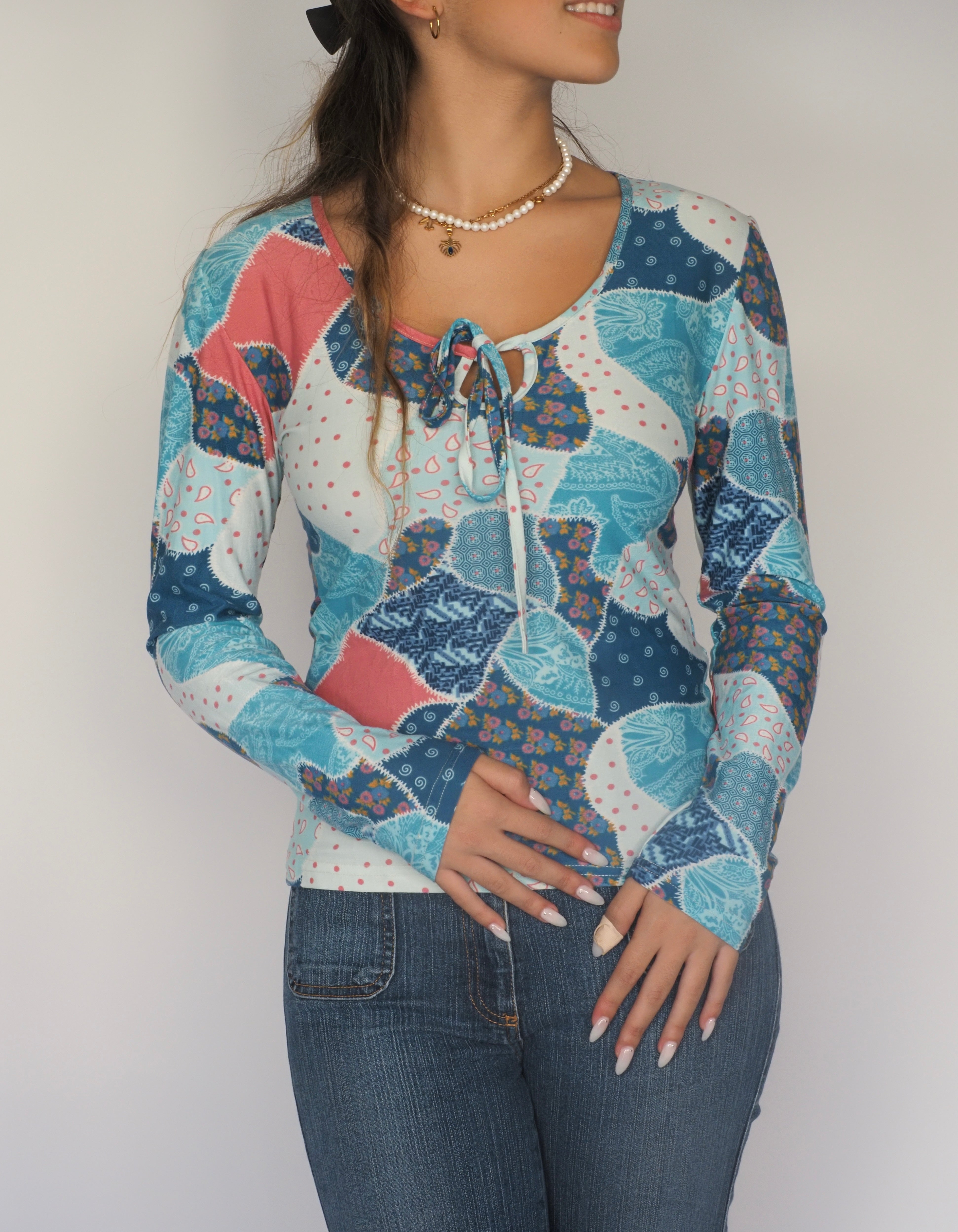 Patchwork Print Long Sleeve Top – Max & Lin