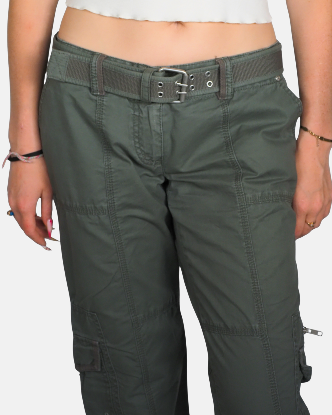 Khaki Utility Cargo Pants with Belt by Dennis