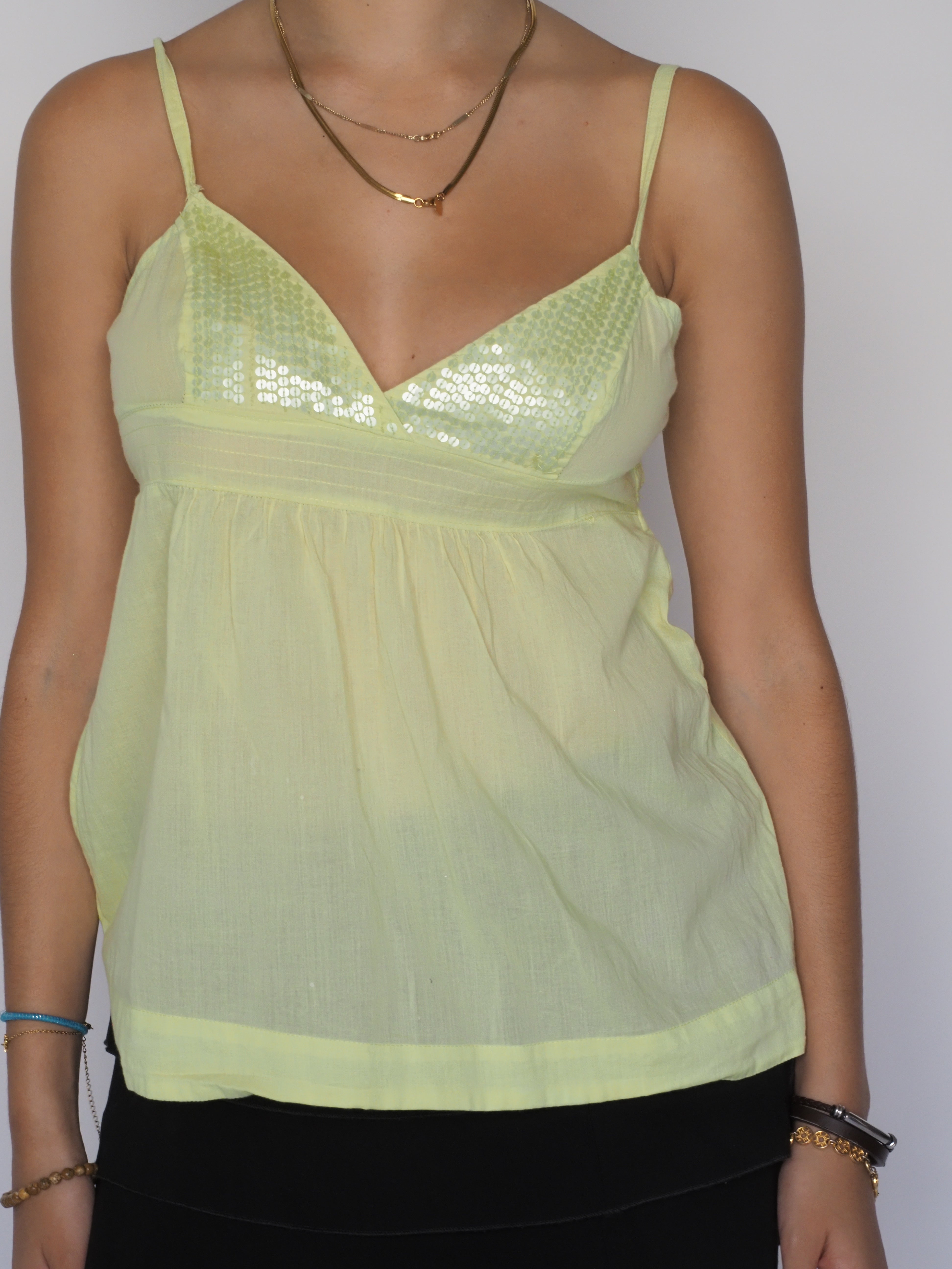 Lime Green Sequin-Trim Cami Top – Tally Weijl