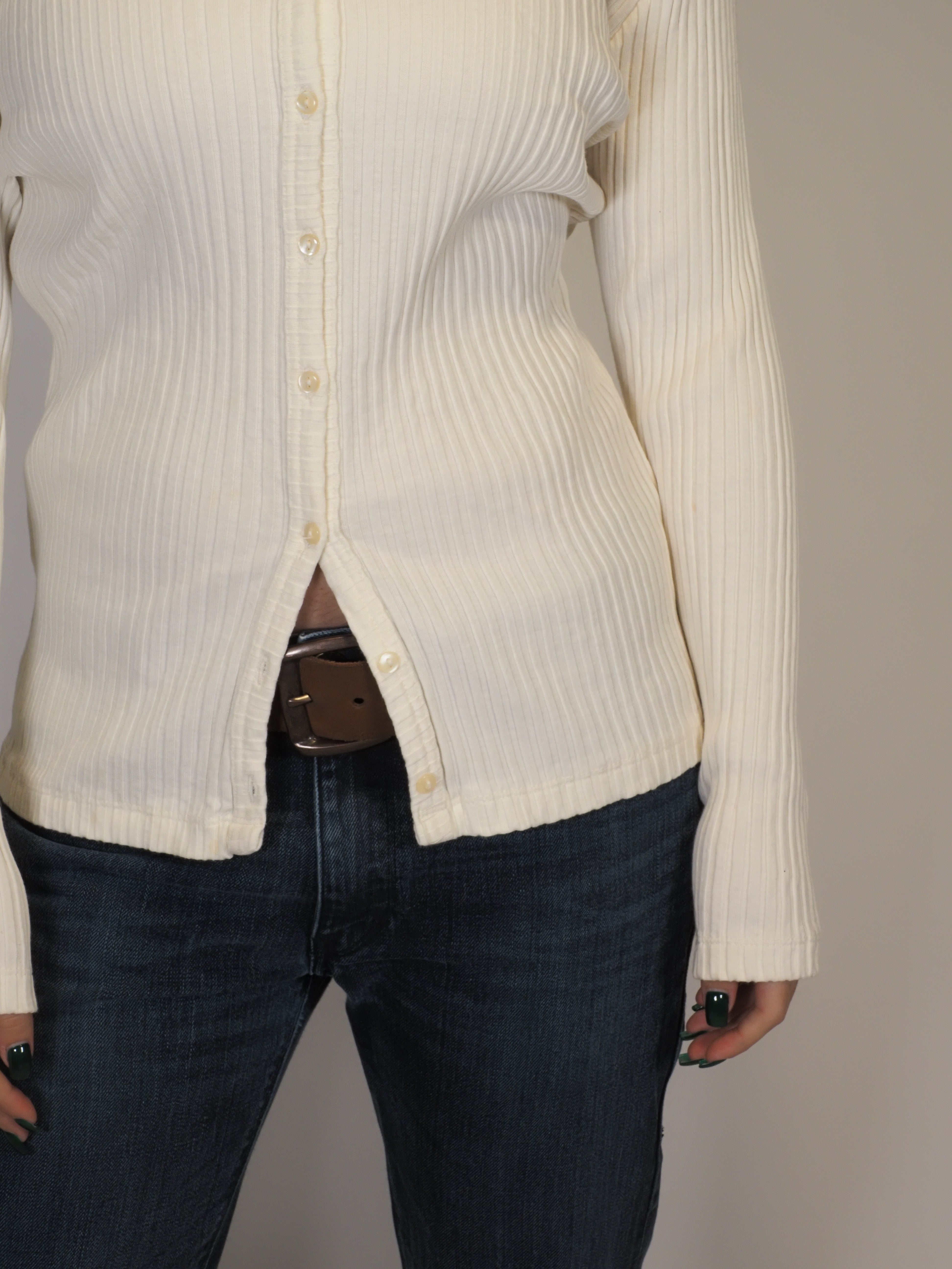 Cream Ribbed Button-Up Top – Cherignon Girl