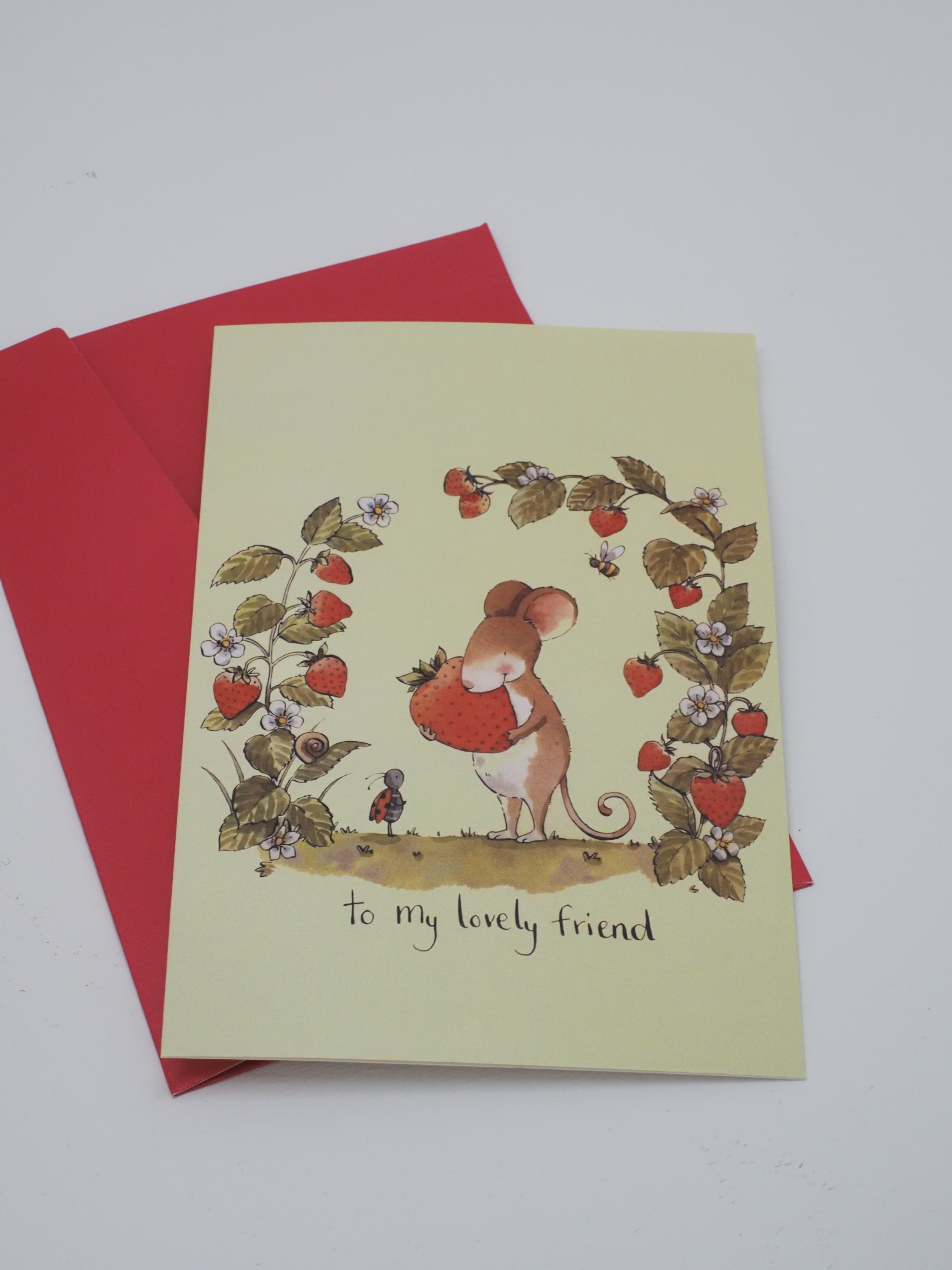 Lovely Friend Strawberry Mouse Card