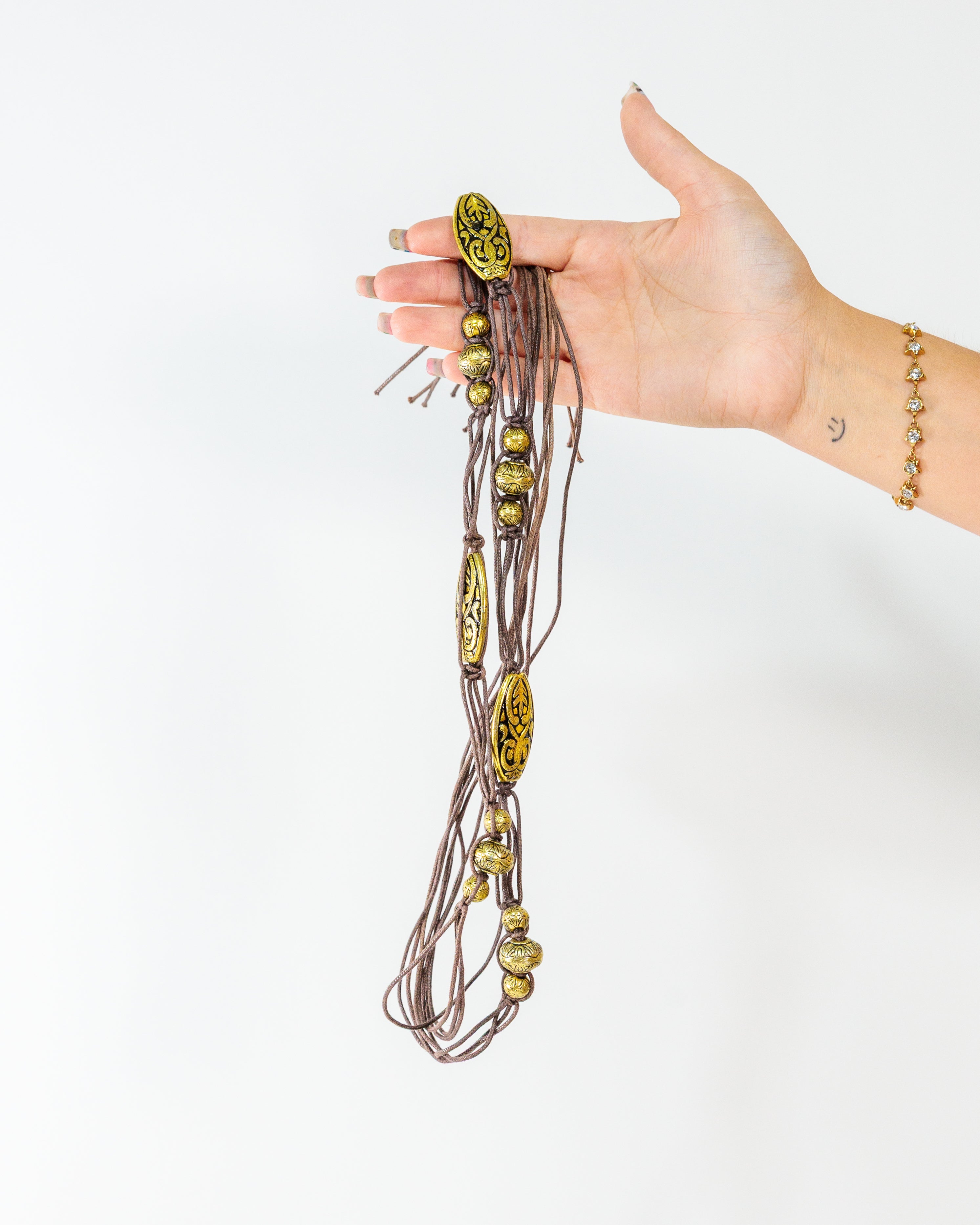 Brown Cord Gold Medallion Belt