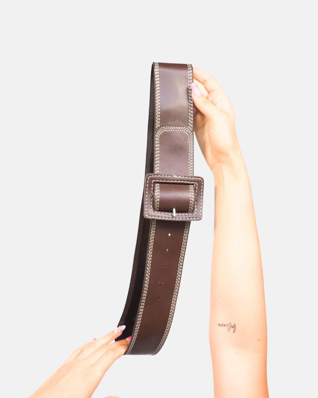 Chocolate Brown Stitch Detail Belt
