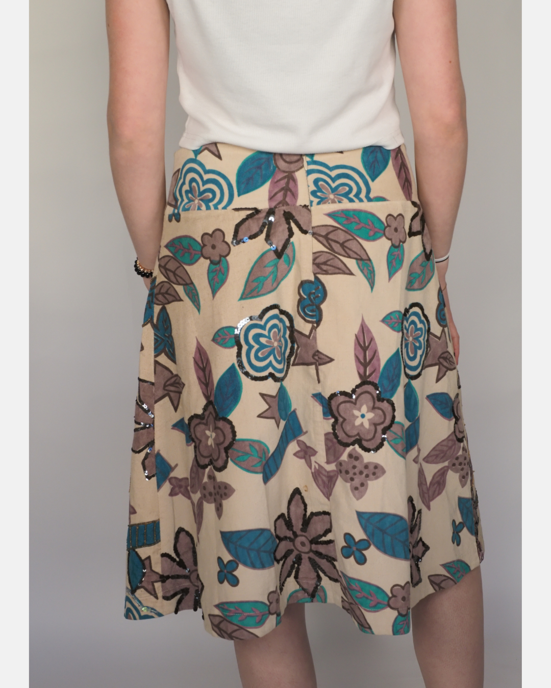 Y2K Embroidered Floral Midi Skirt
