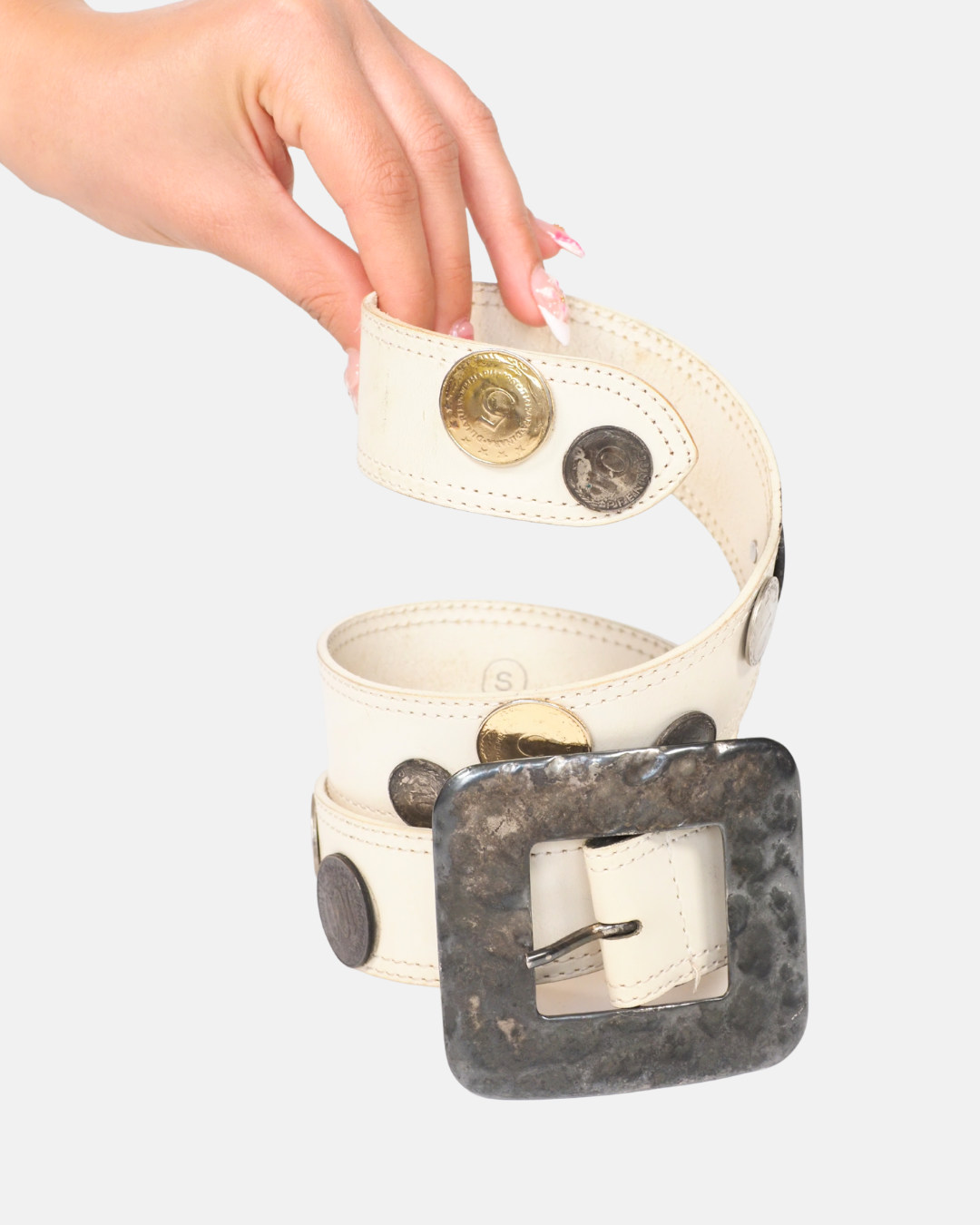 Vintage Cream Leather Wide belt