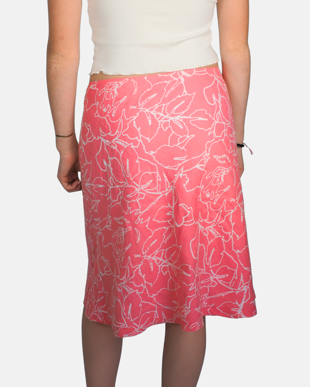 Pink Tropical Floral Midi Skirt by Yessica