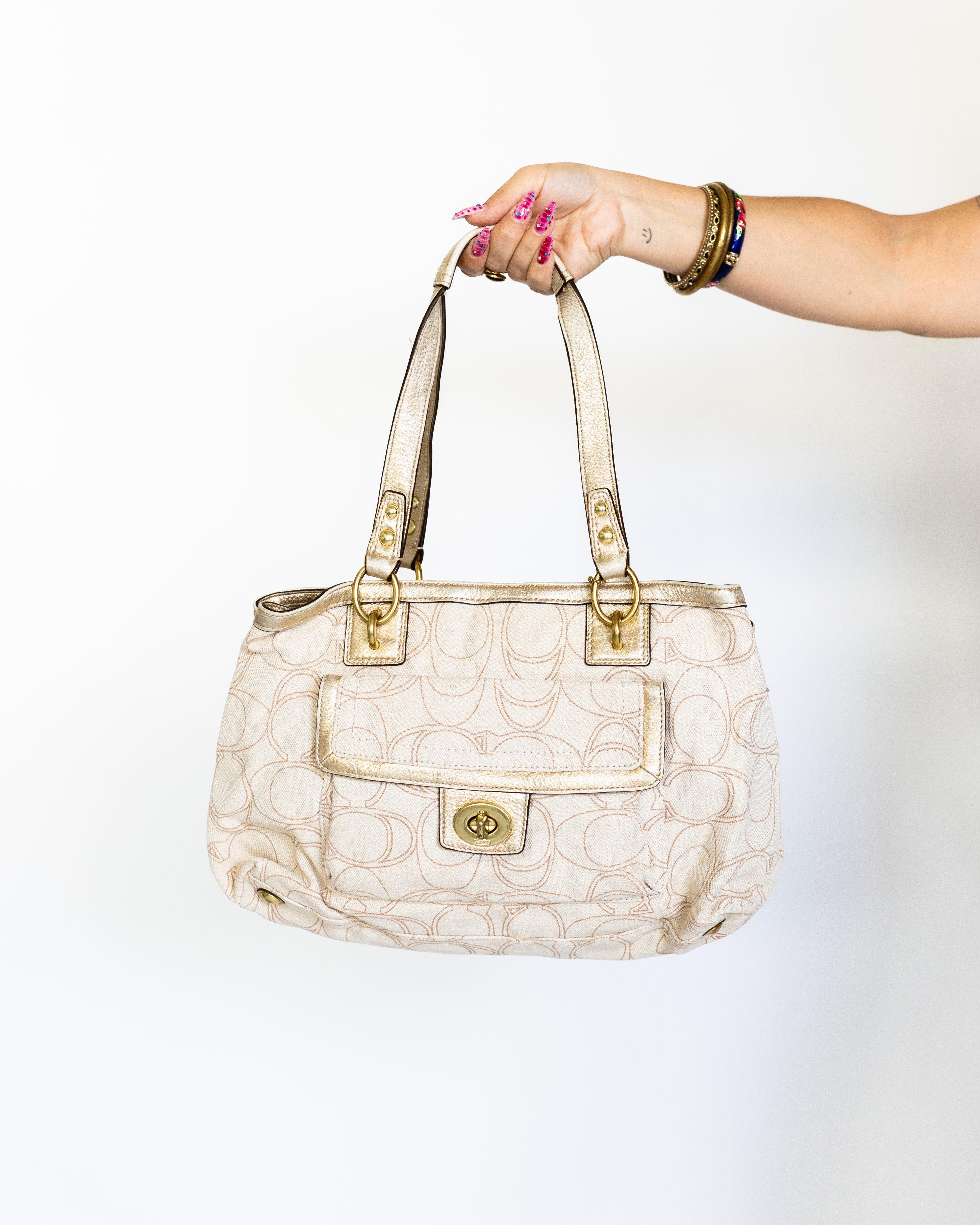 Champagne Gold Turnlock Pocket Tote – Coach