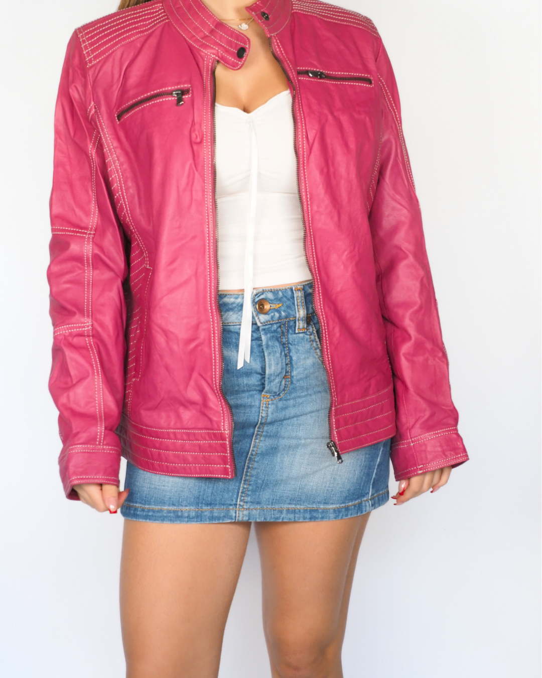 Y2K Hot Pink Moto Jacket – Imagini