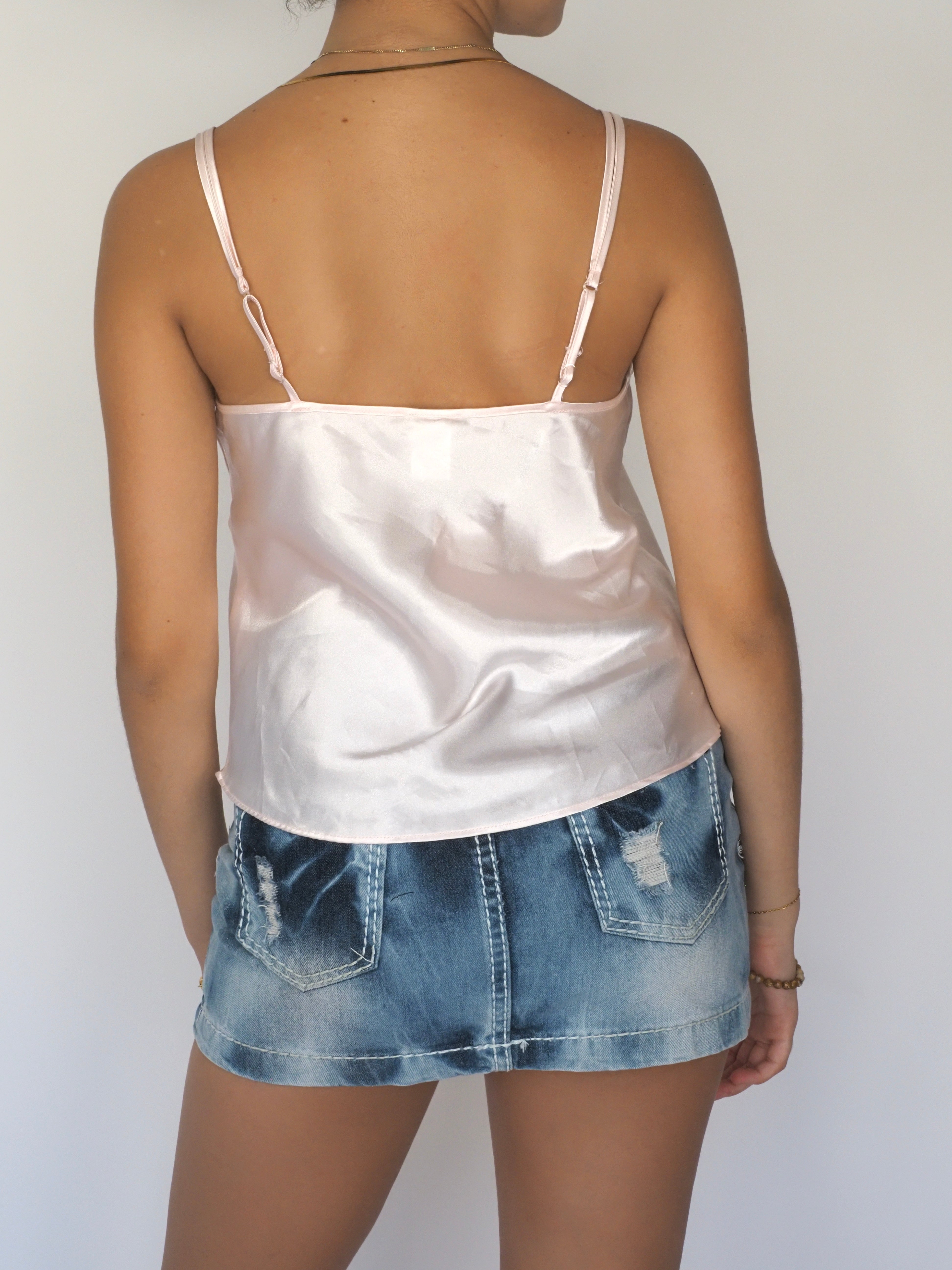 Vintage Satin & Lace Camisole – Massini – Soft Blush Pink