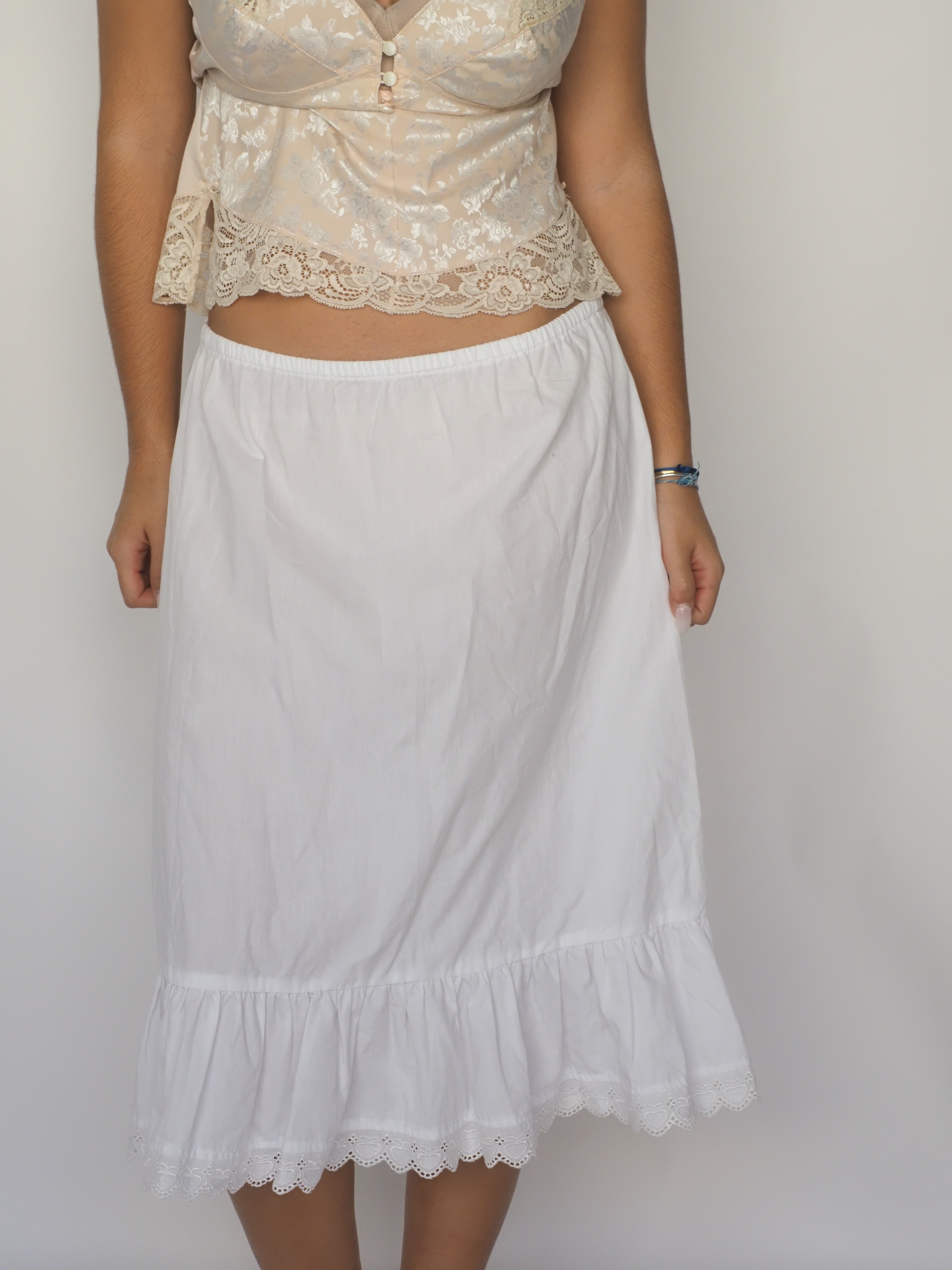 White Eyelet Cotton Midi Skirt – Stockerpoint