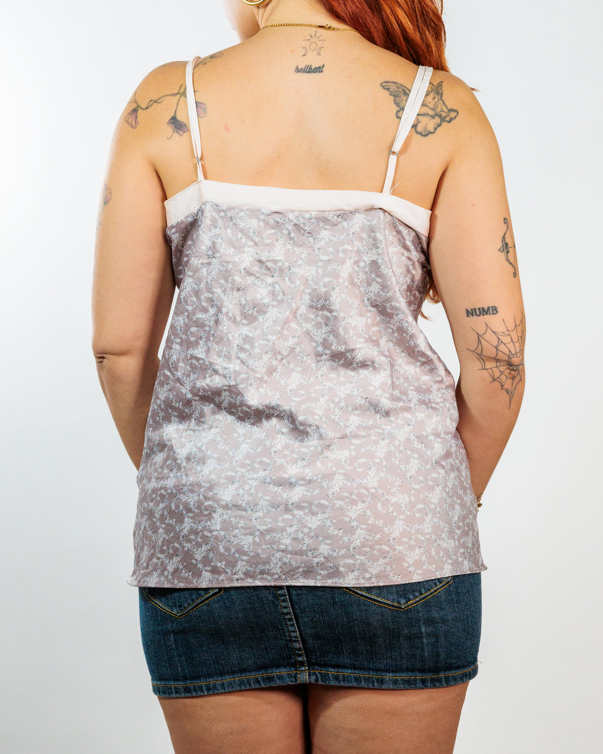 Etam Y2K Dusty Pink Floral Velvet Camisole Top