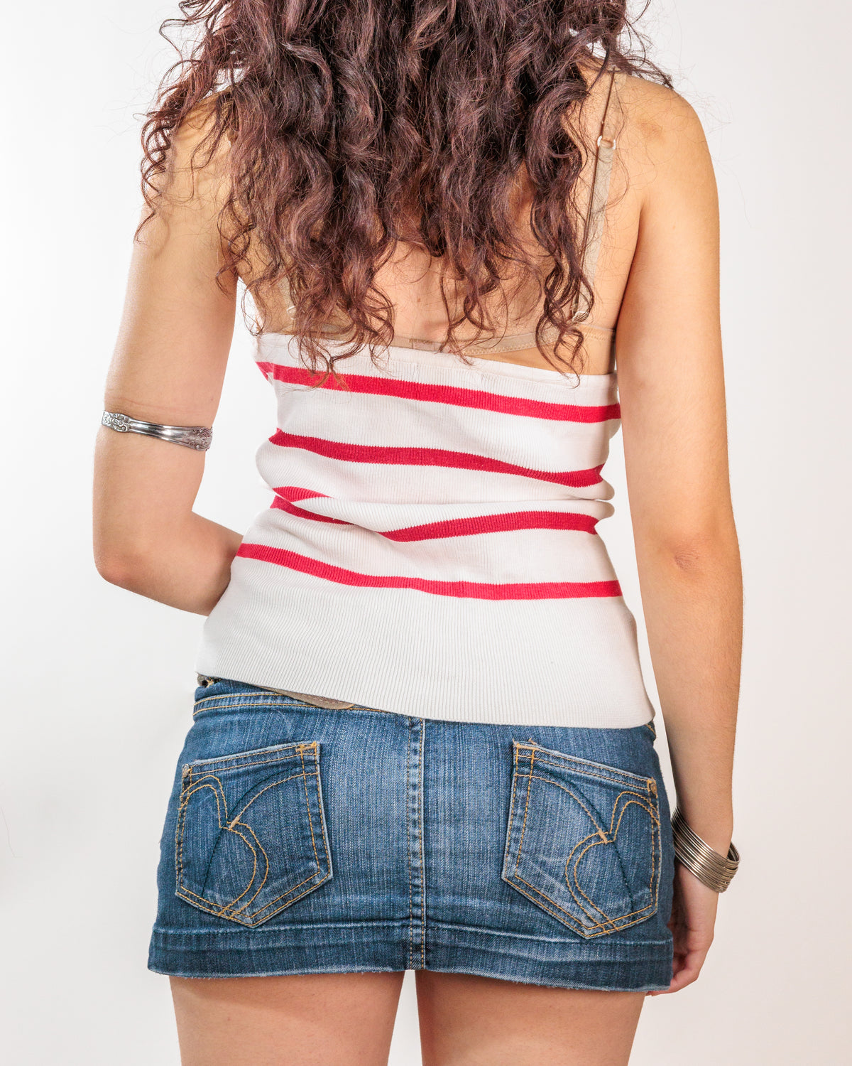 White & Pink Striped Knit Halter Top - H&M