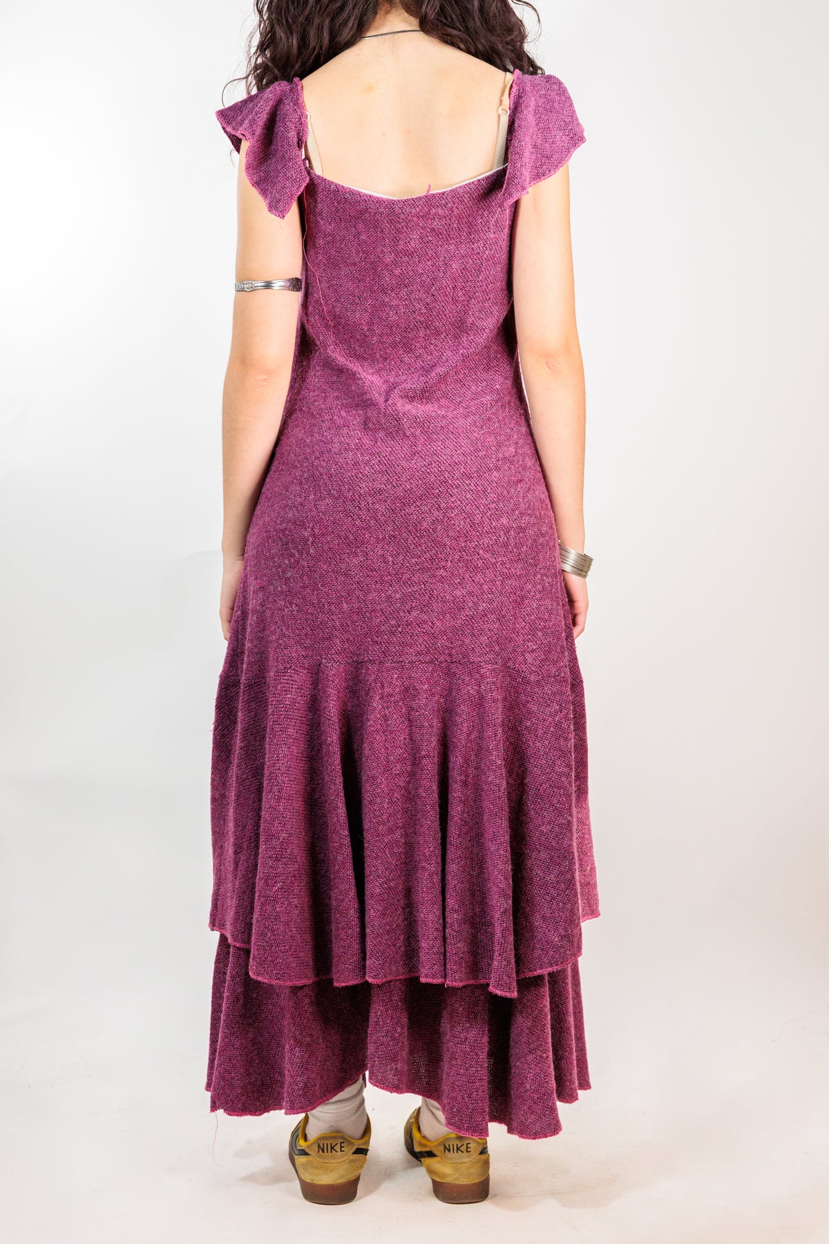 Plum Purple Knit Tiered Maxi Dress