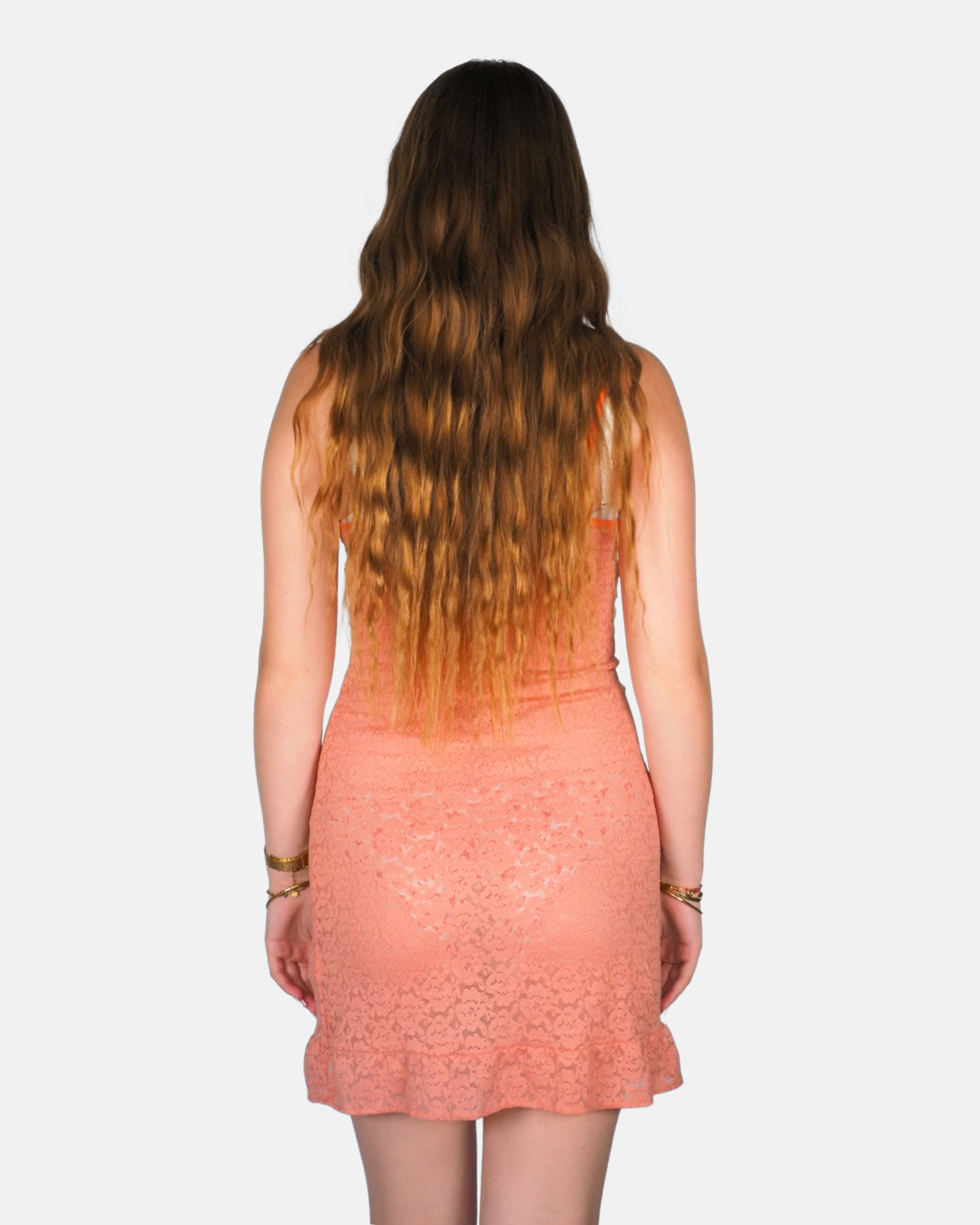 Intimissimi Coral Lace Slip Mini Dress