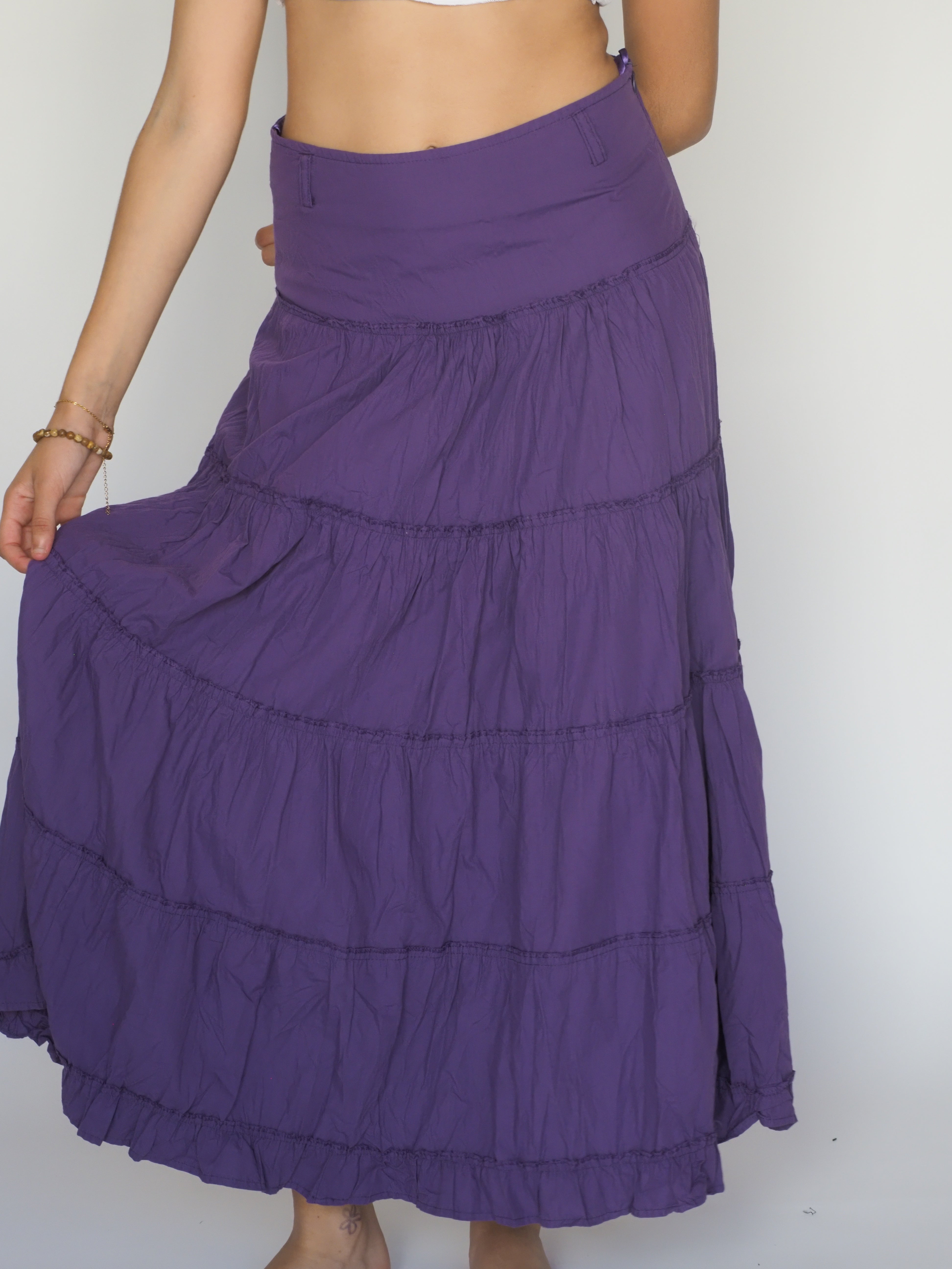 Purple Tiered Boho Maxi Skirt – Sahin