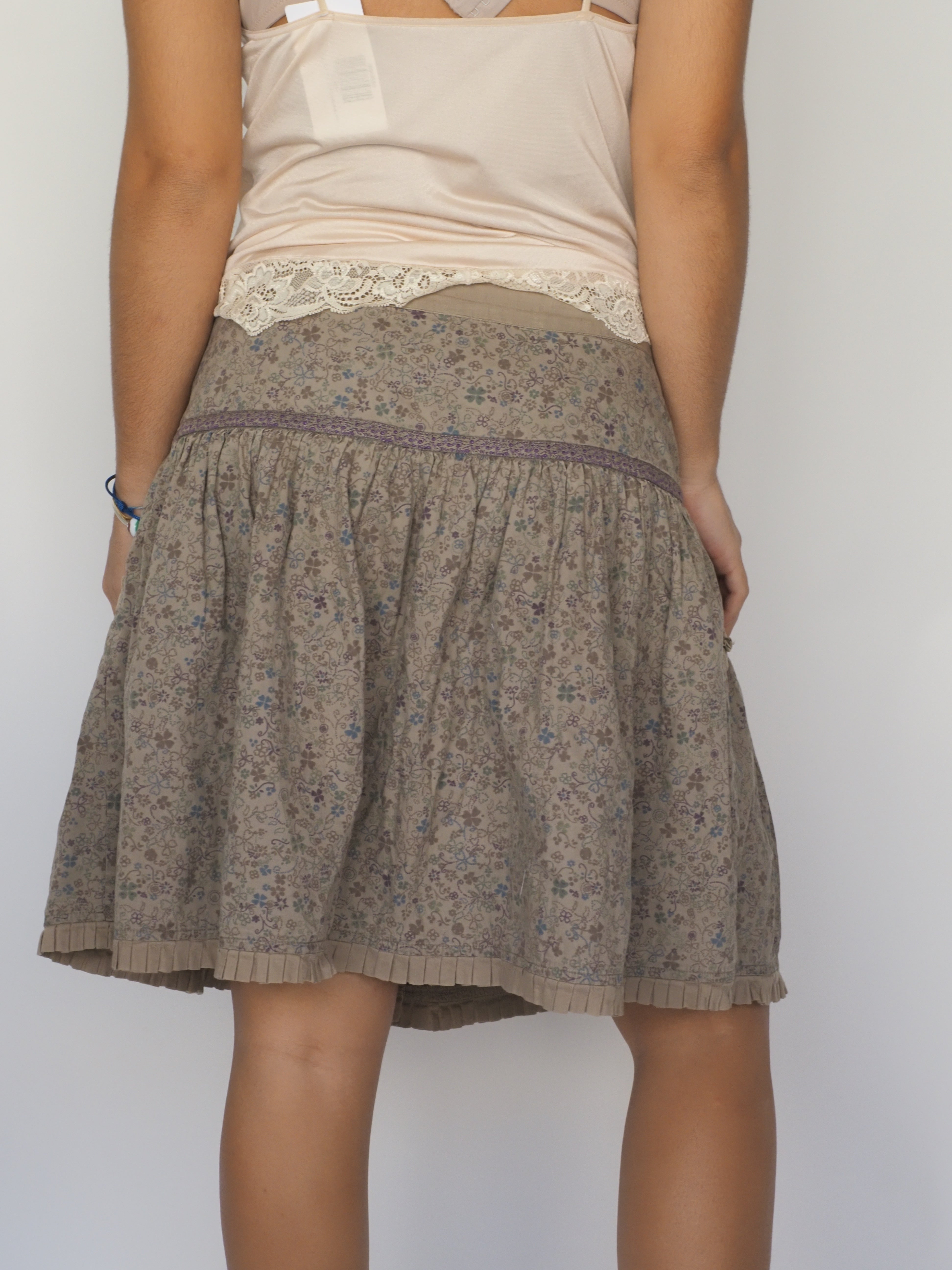 Floral Button-Front Midi Skirt with Pleated Hem – Promod
