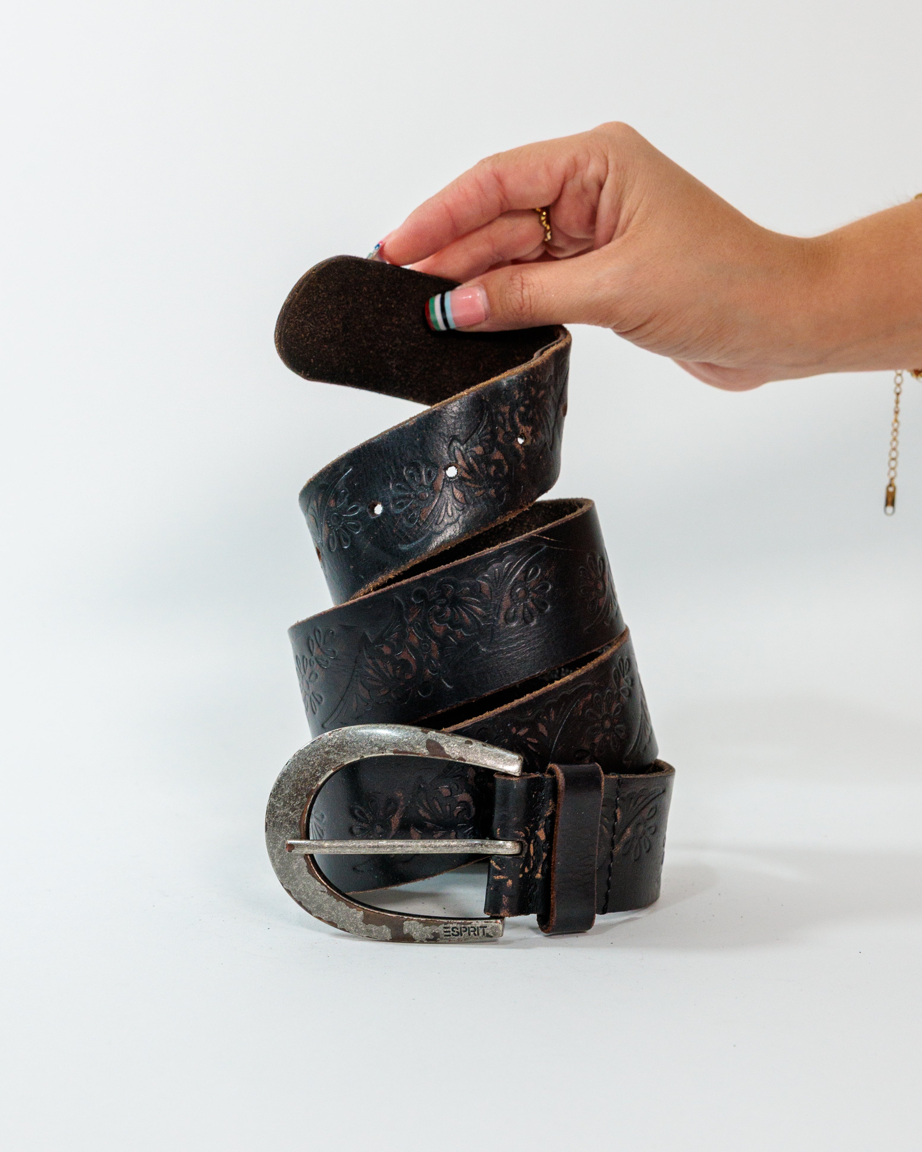 Brown Braided Suede Wide Belt