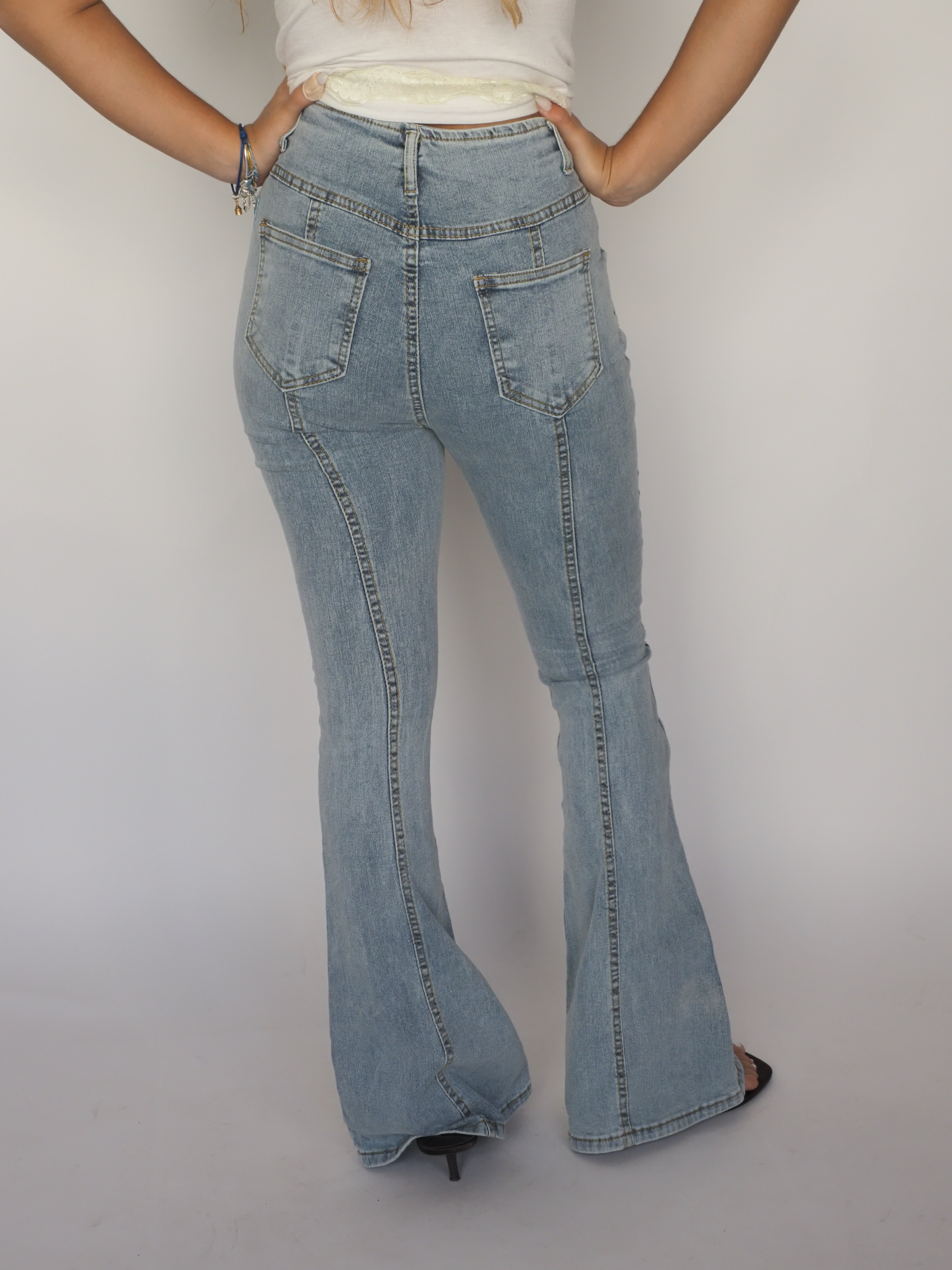 High-Waisted Flared Panel Jeans
