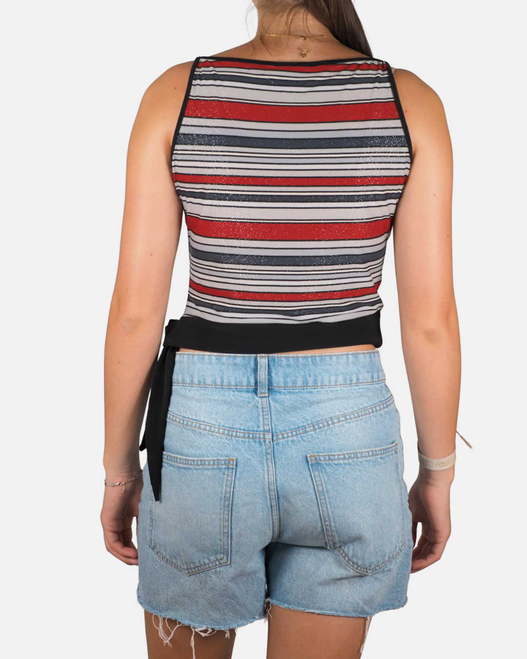 Glitter Stripe Cowl Neck Top - Naked Eyes