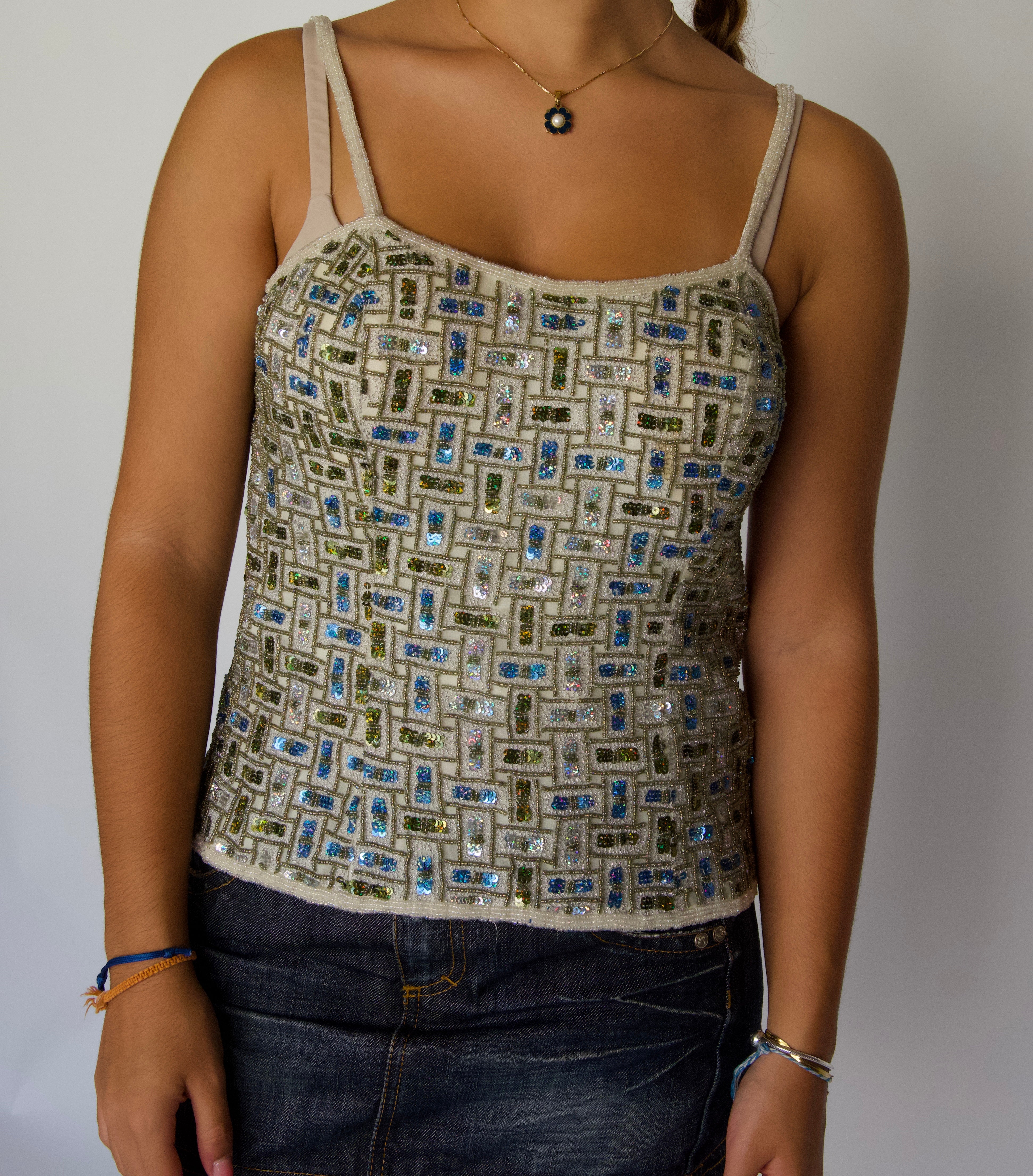 Vintage Y2K Hand-Beaded Velvet Evening Cami – Fayazi Evenings
