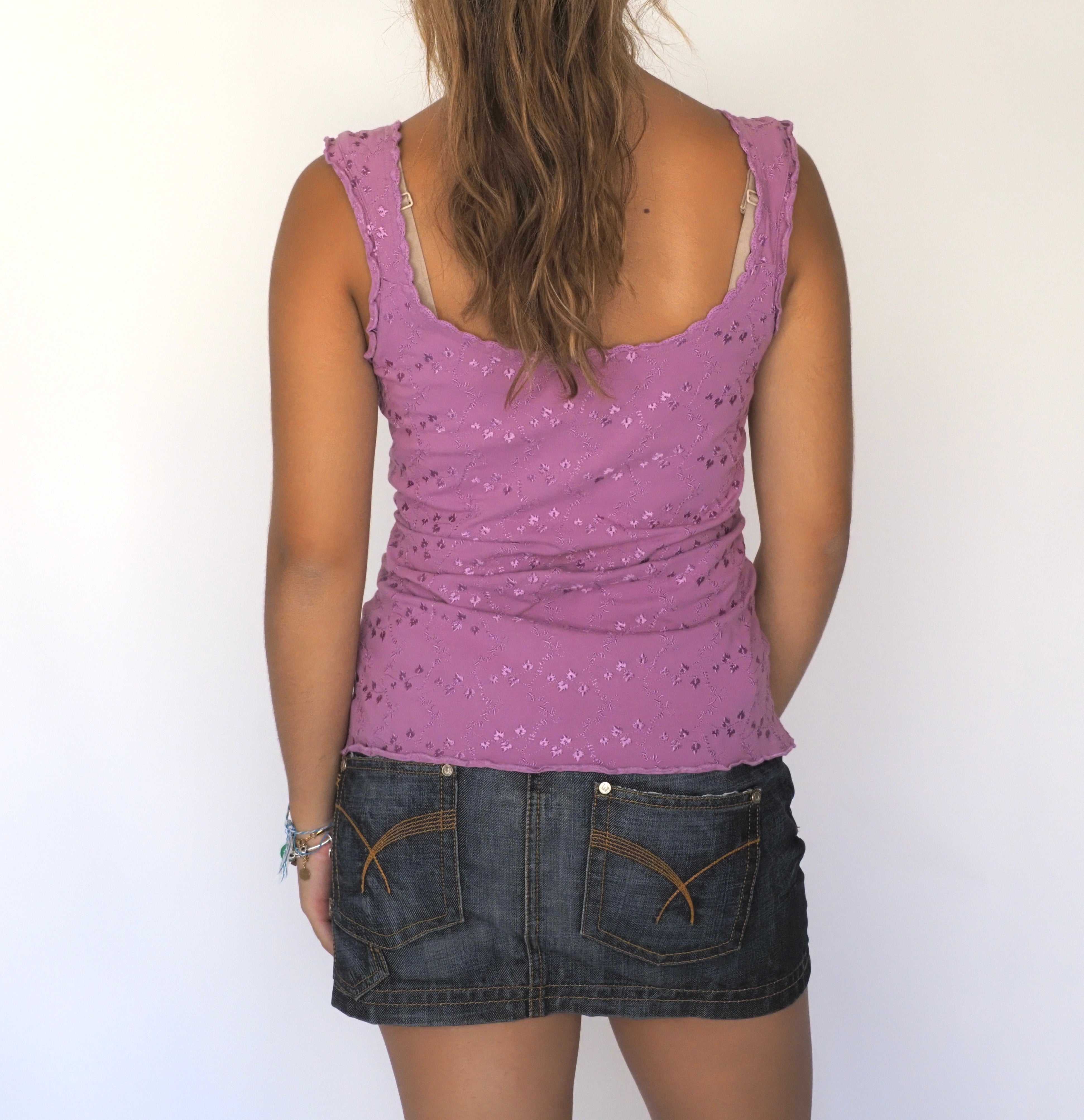 Vintage Lilac Floral Sleeveless Henley Top – Per Una