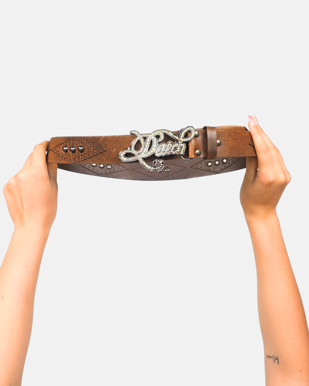 Y2K Brown Leather Western Belt Statement Buckle