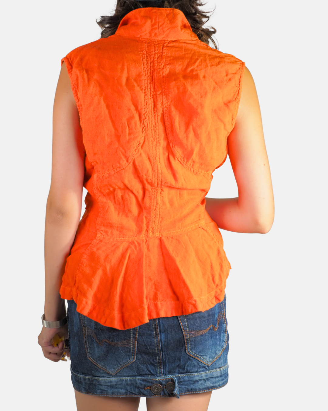 Y2K Funky Orange Fitted Vest Shirt