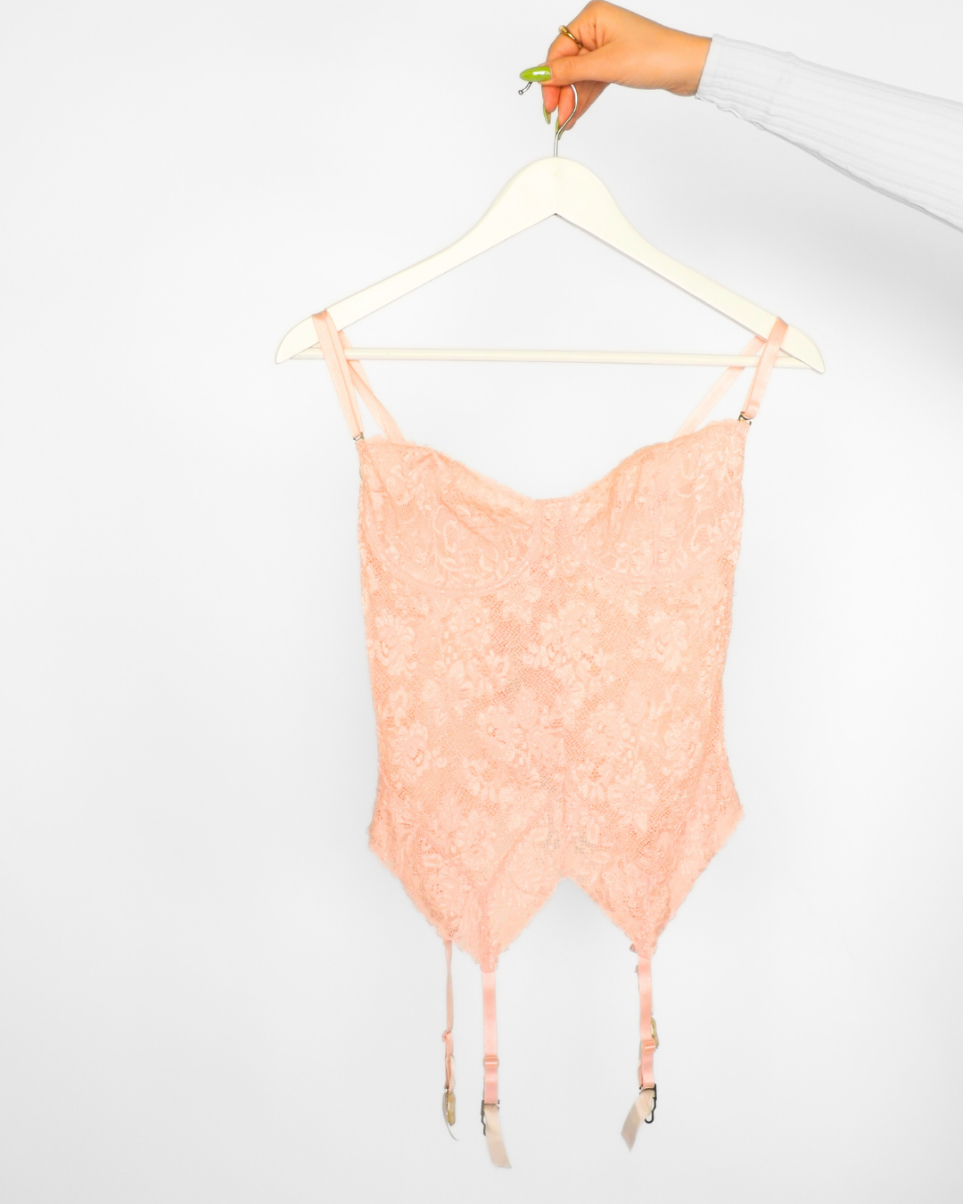 Peach Lace Corset Top with Garters