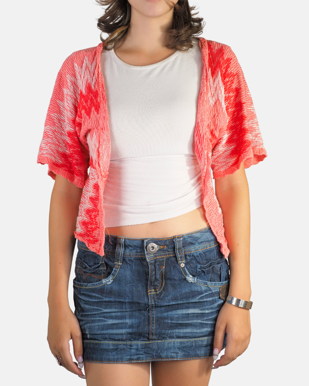 Coral Open Knit Cropped Cardigan - Zuppe