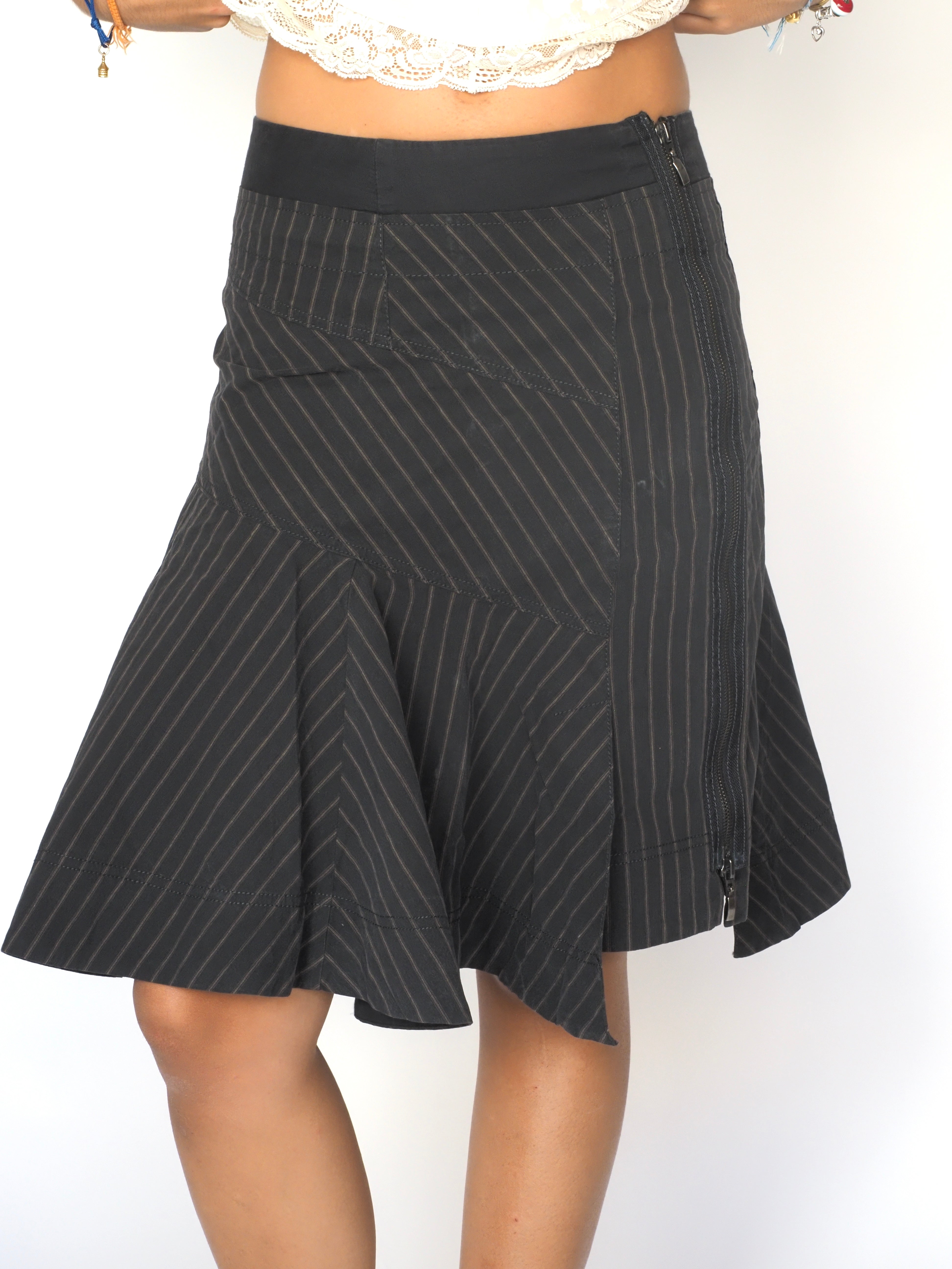 Black Asymmetric Pinstripe Skirt – Esisto