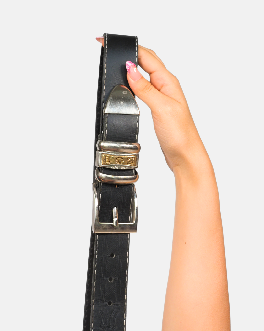 Y2K Black Leather Statement Belt