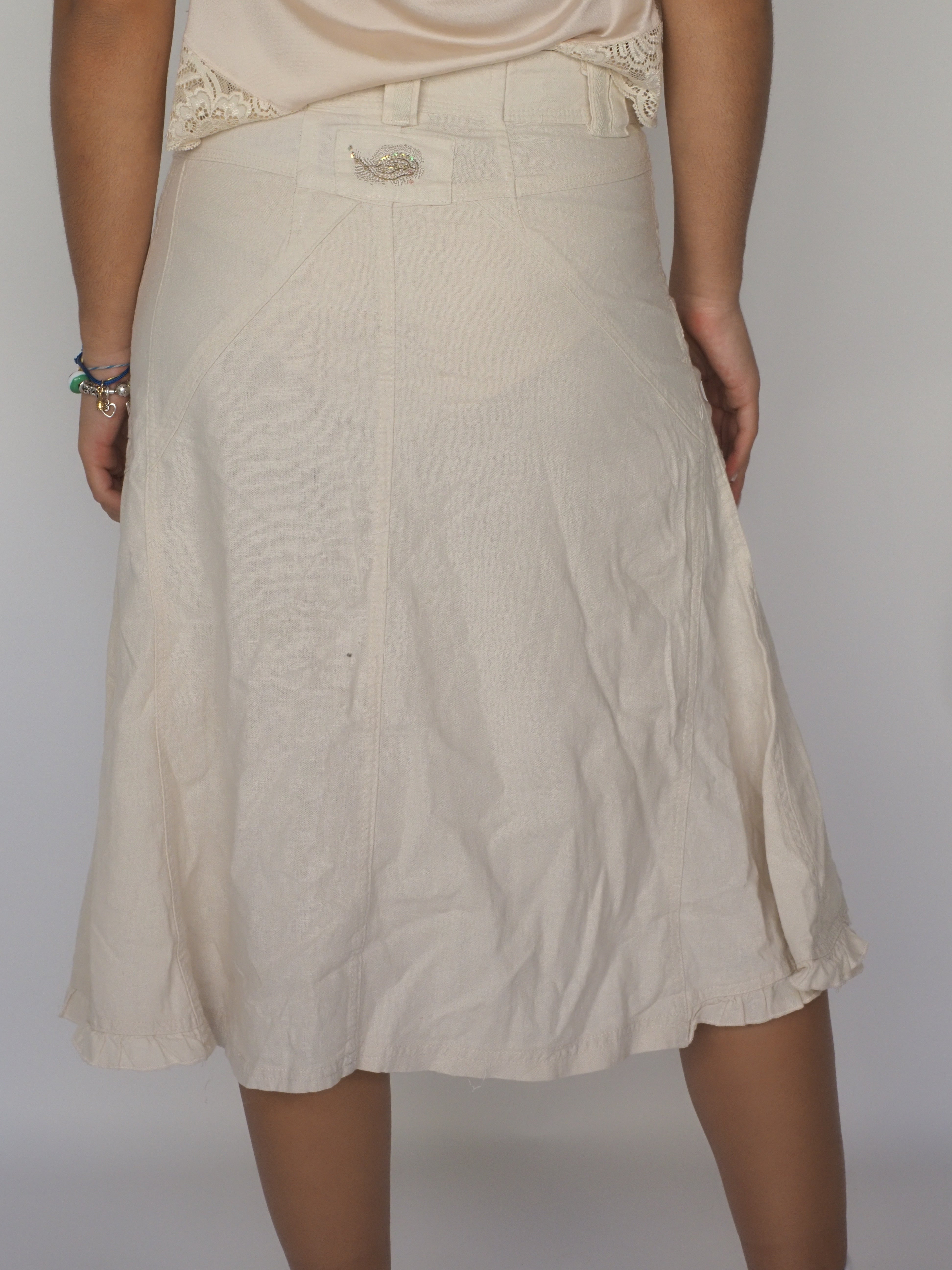 Beige Structured A-Line Midi Skirt – X-Mail