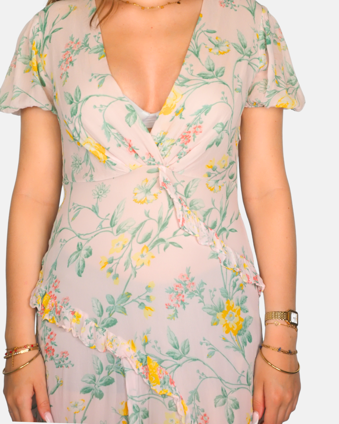 Pastel Floral Fairycore Midi Dress