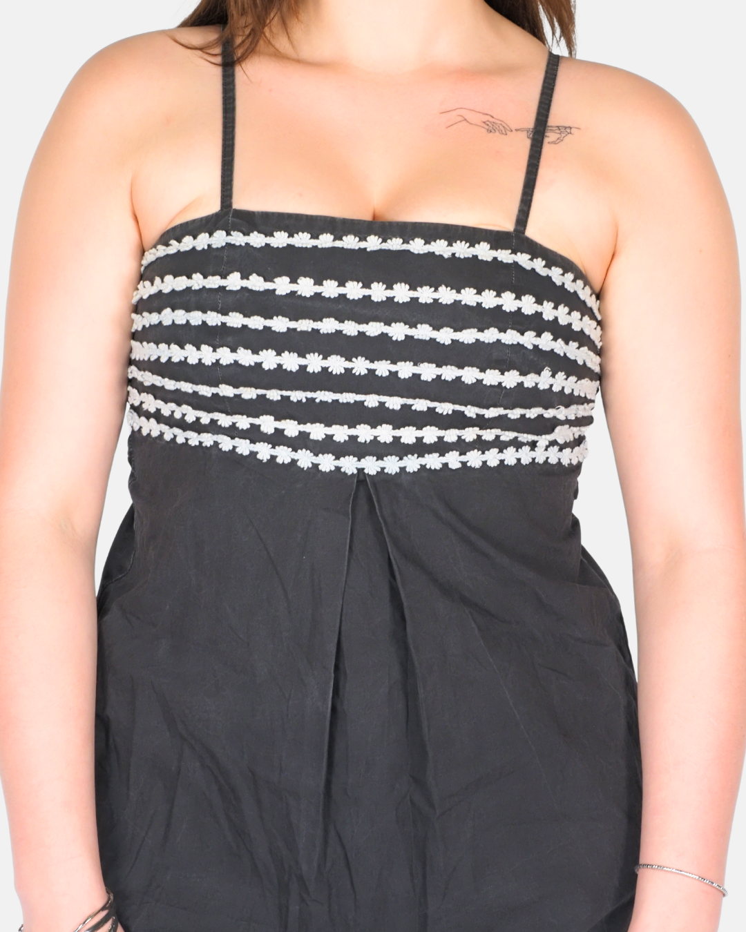 Jennyfer Black Embroidered Bust Y2K Mini Dress