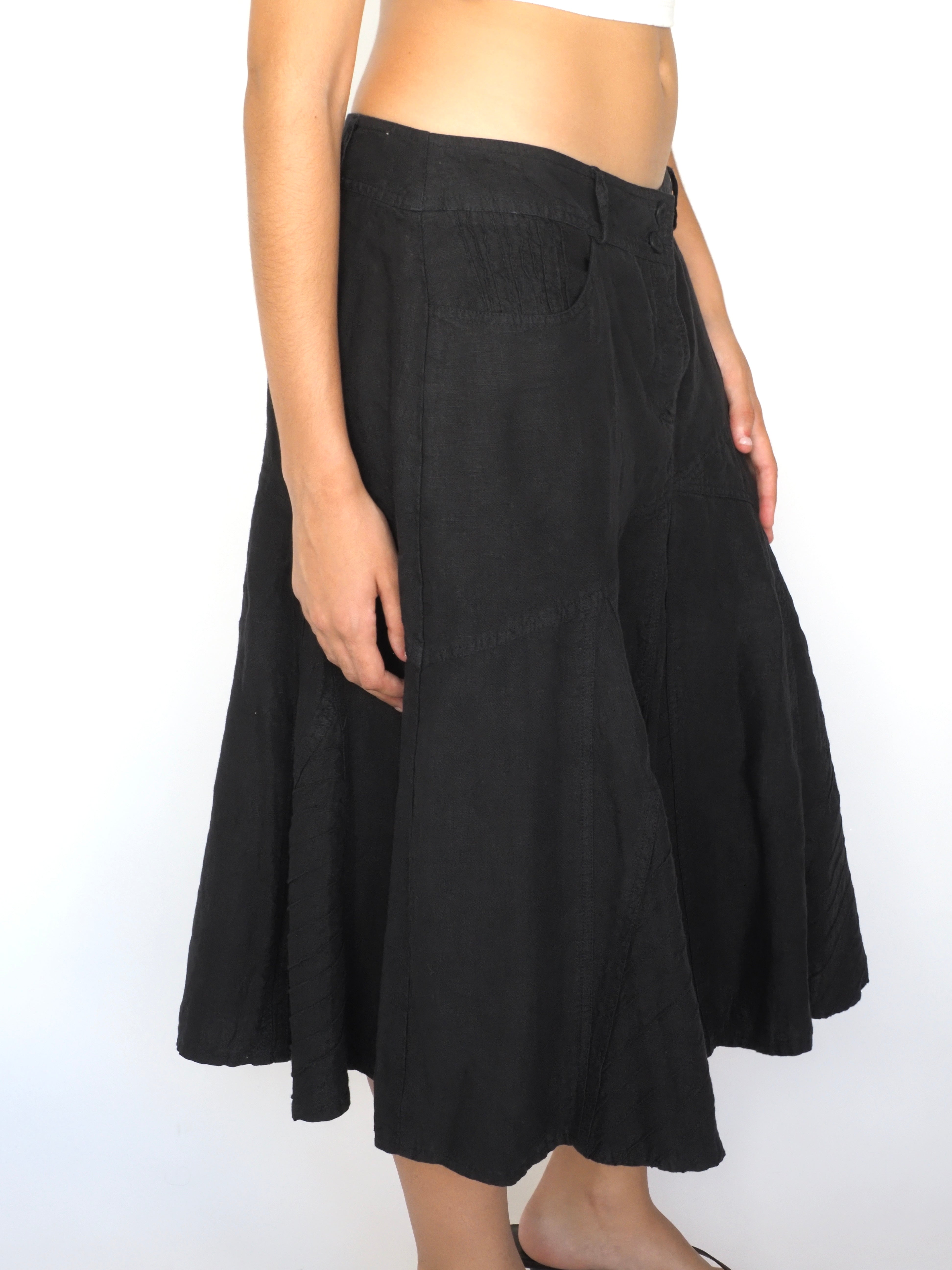 Black A-Line Linen Midi Skirt – Jasmine