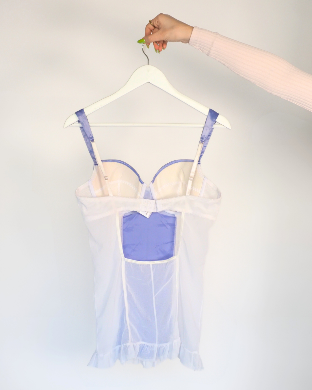 Vintage Blue & White Lace Corset Lingerie Top